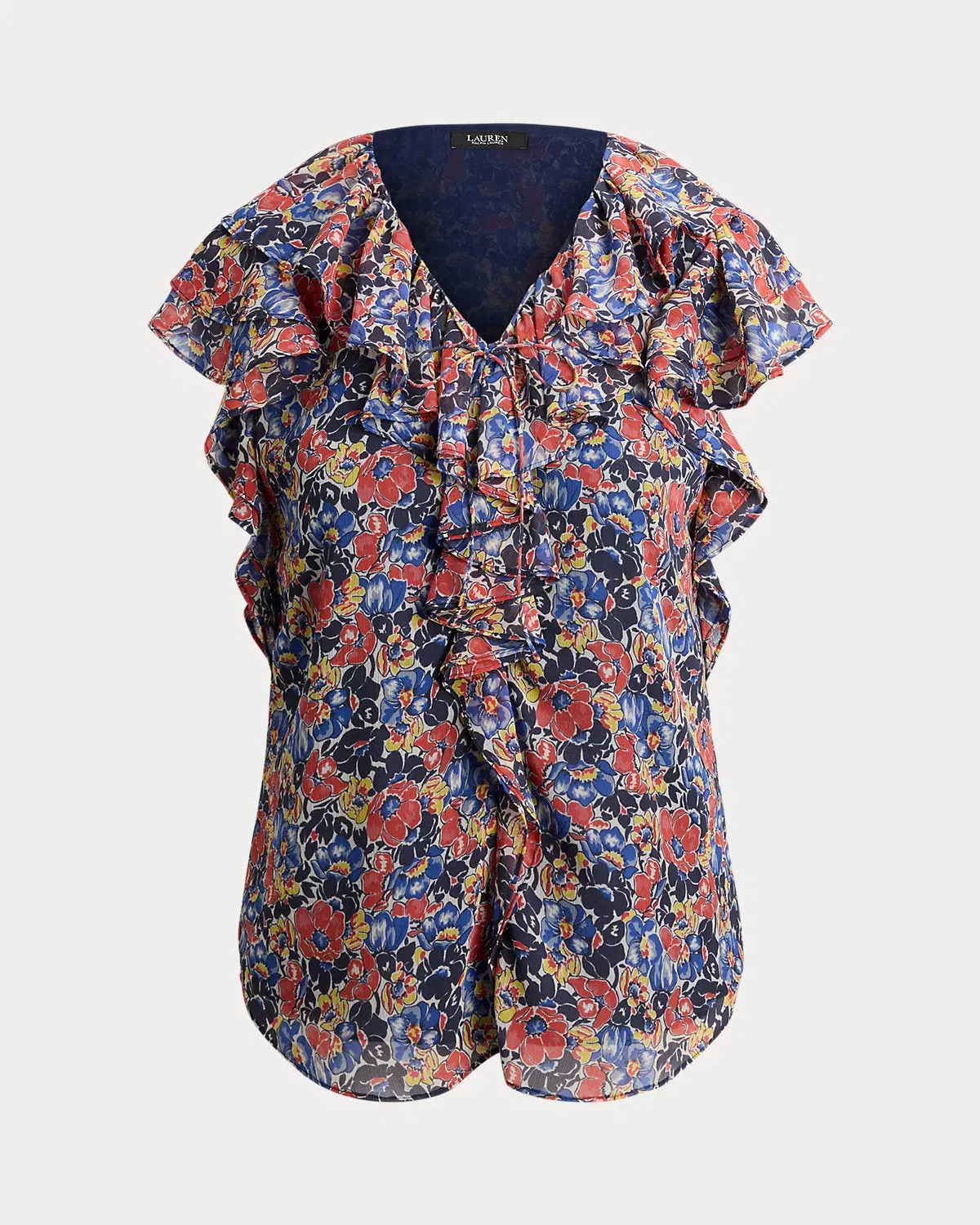 Ralph Lauren Floral RuffleTrim Georgette Blouse