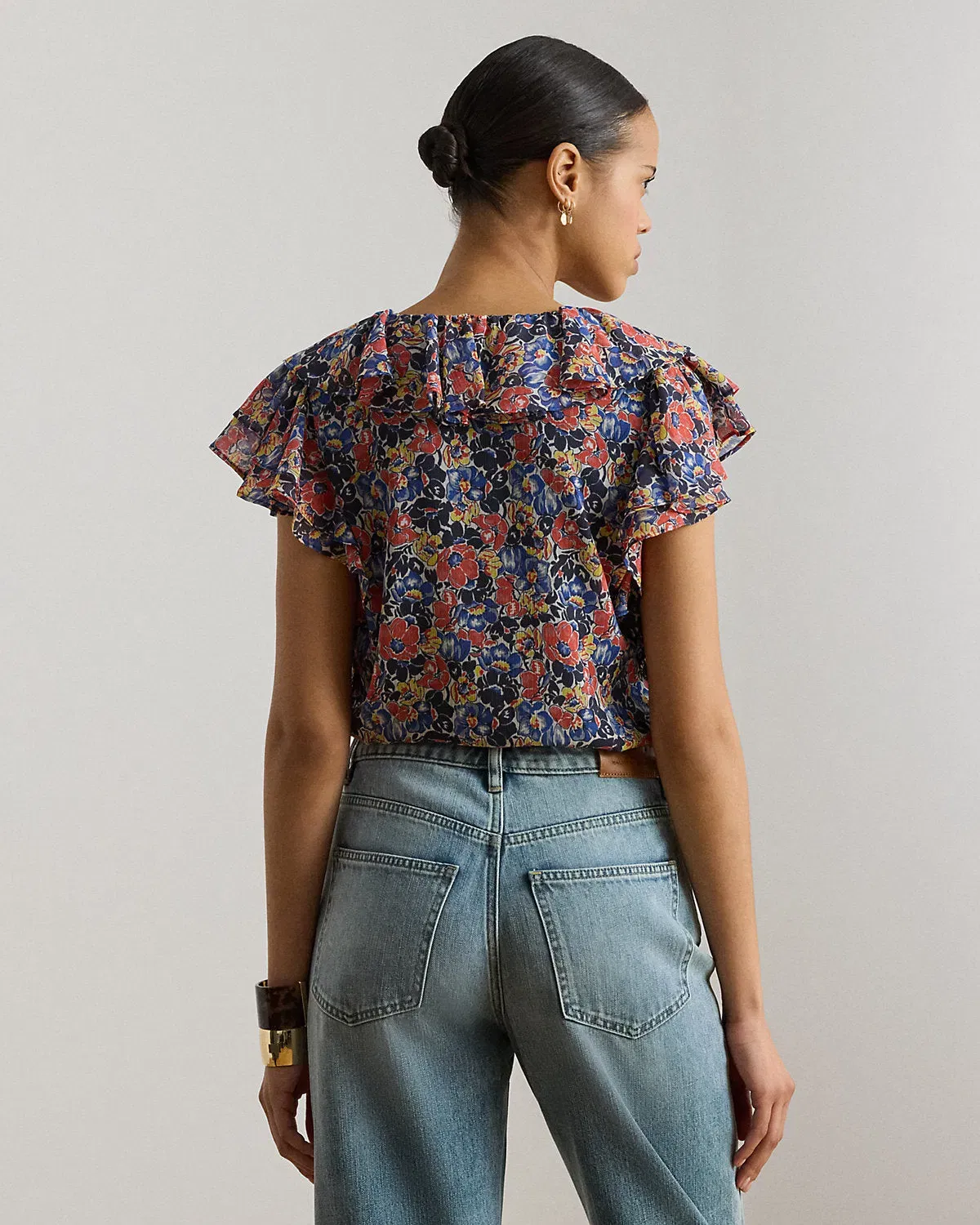 Ralph Lauren Floral RuffleTrim Georgette Blouse