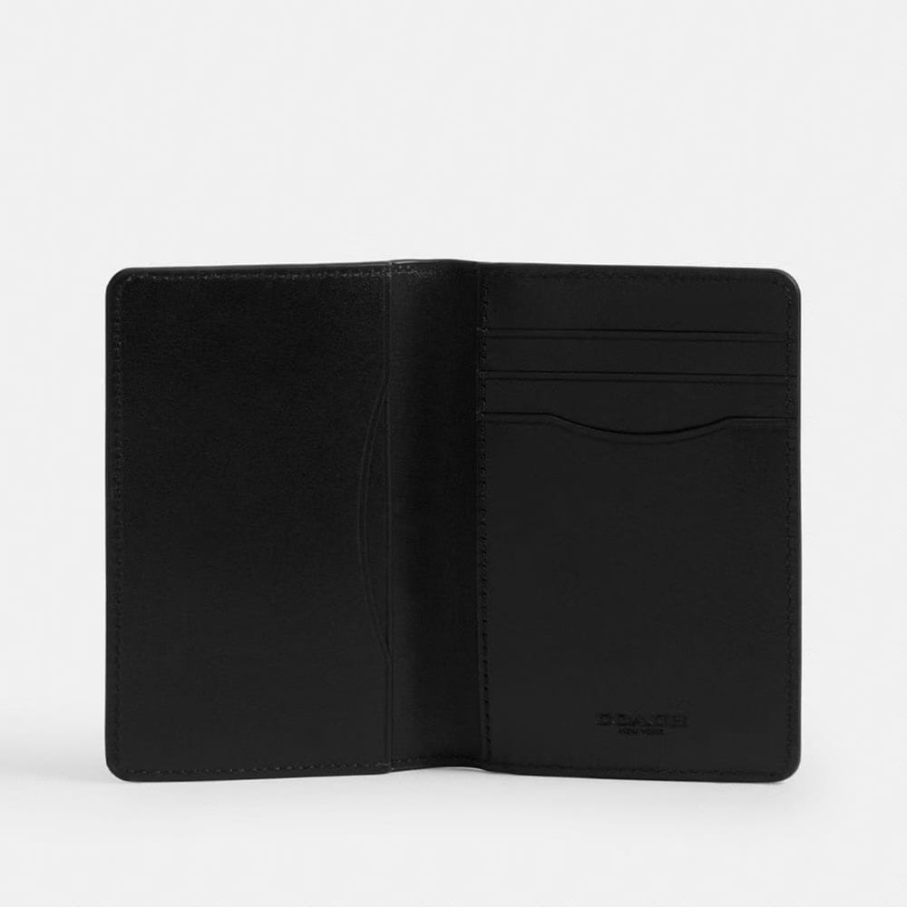 Coach Card Wallet In Signature Canvas Black Signature
