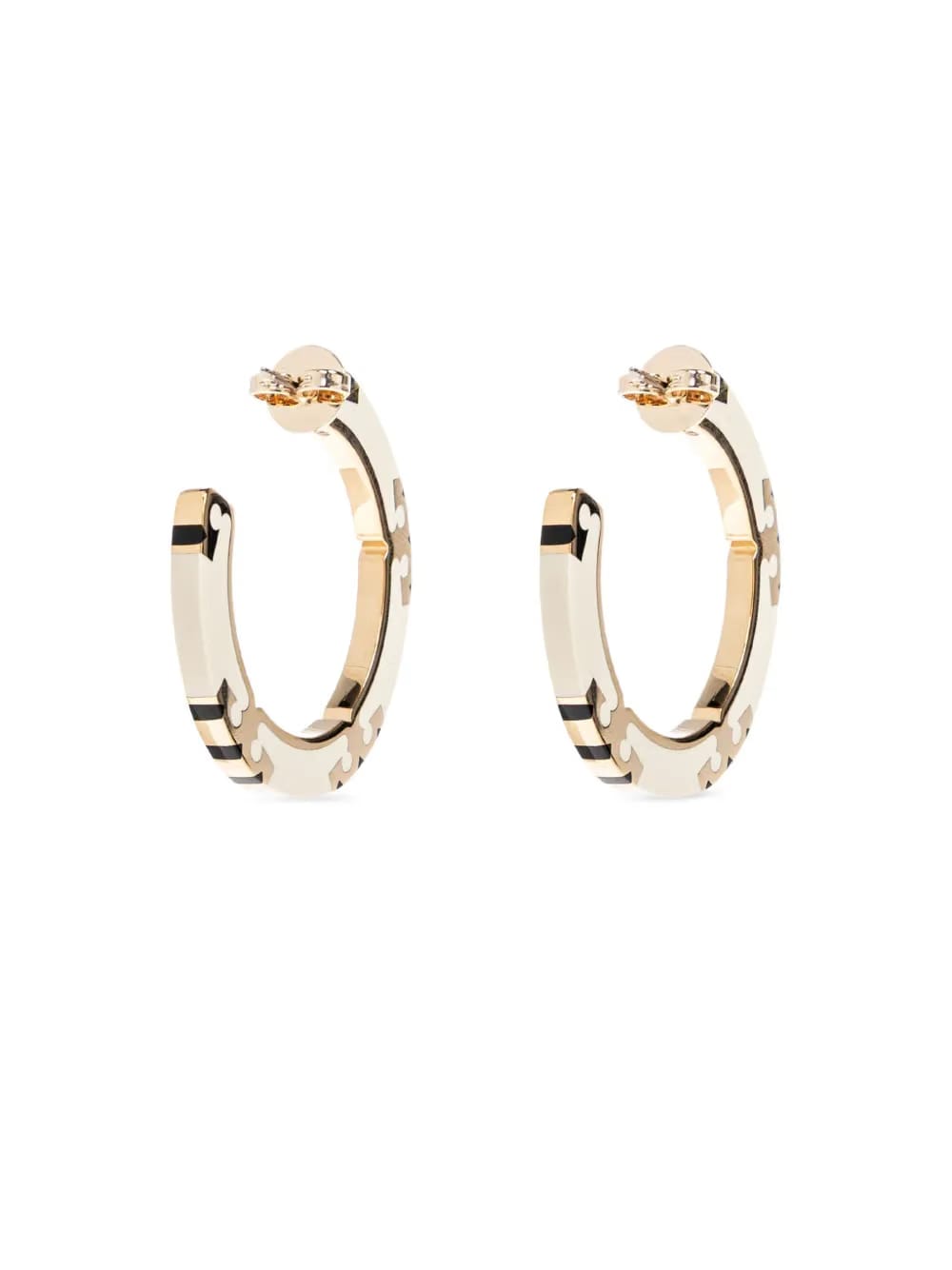 logo-plaque hoop earrings