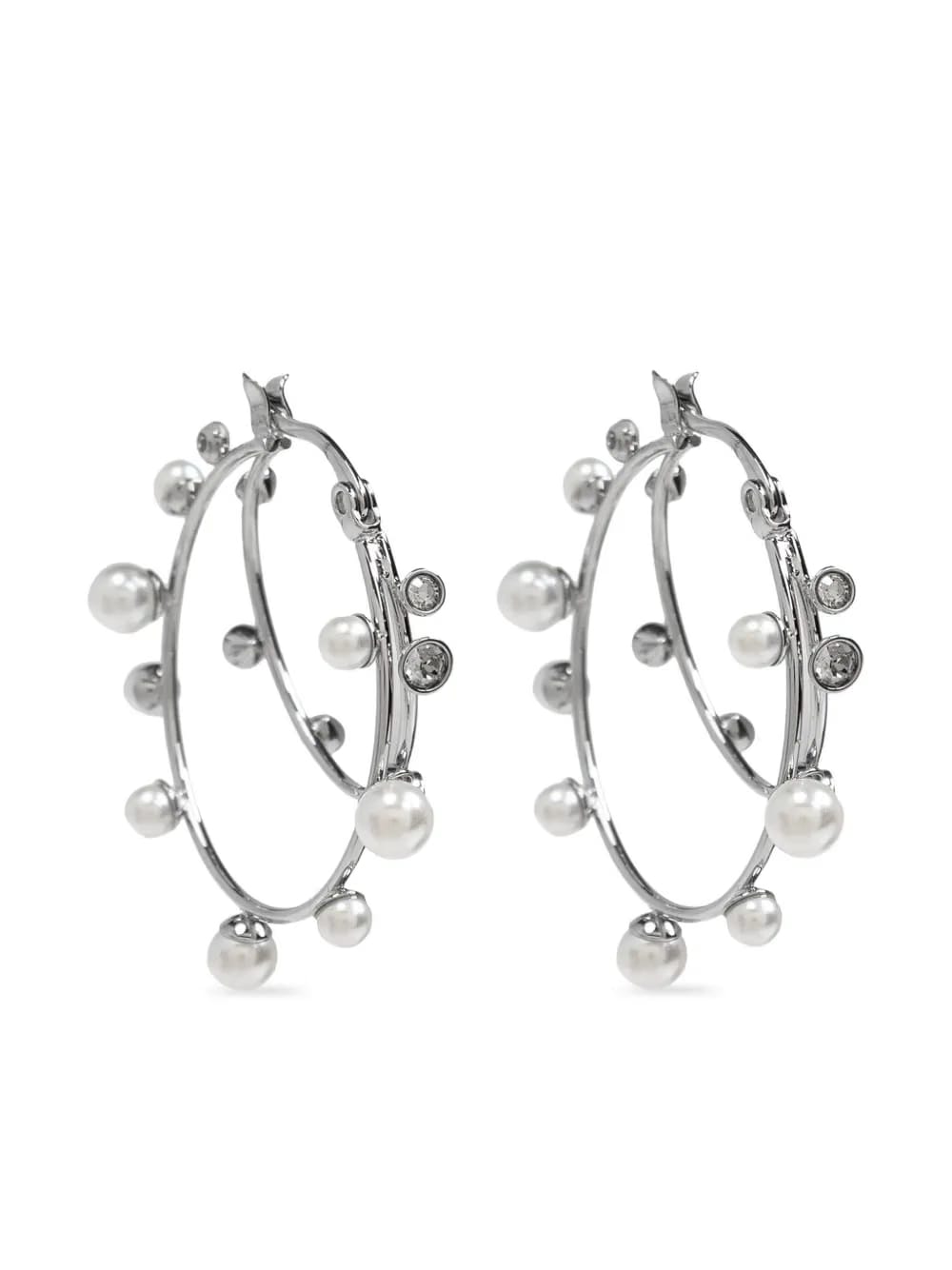 pearl-embellished hoop earrings