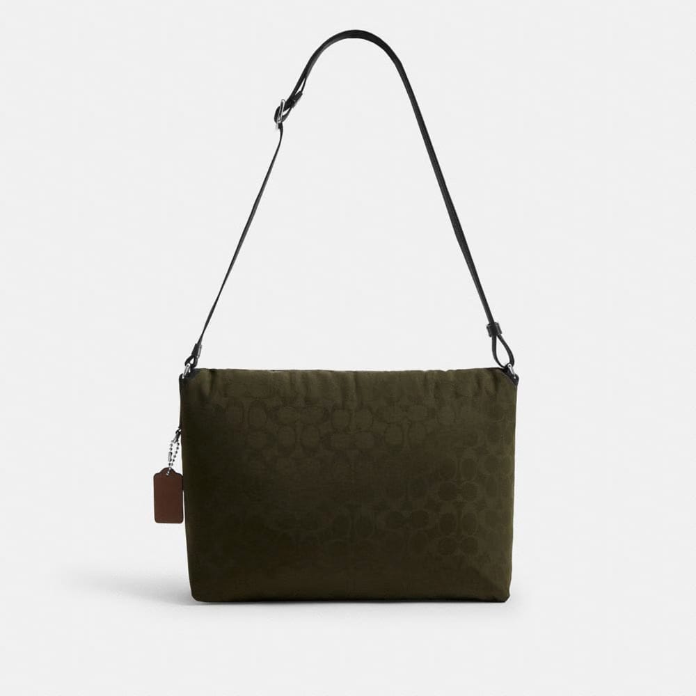Coach Lane Messenger In Signature Nylon Dark Moss