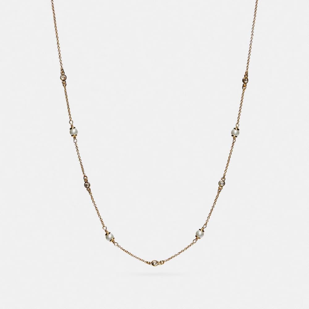 Coach Sculpted C Pearl Necklace Gold