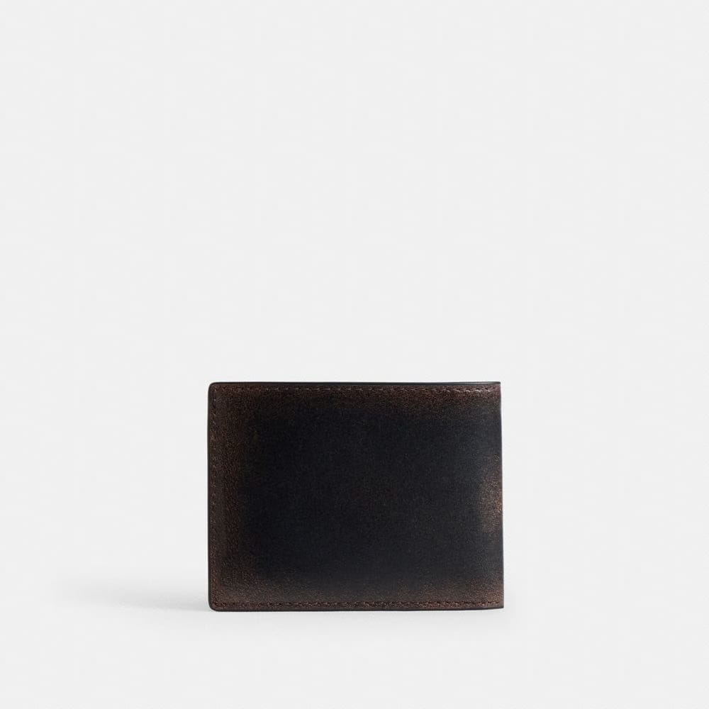 Coach Slim Billfold Wallet In Loved Leather Black Light Tan