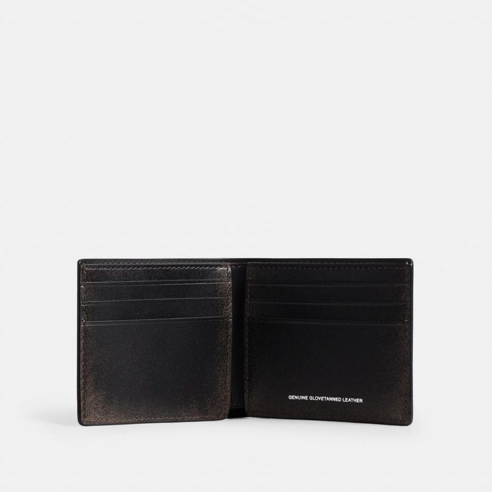 Coach Slim Billfold Wallet In Loved Leather Black Light Tan