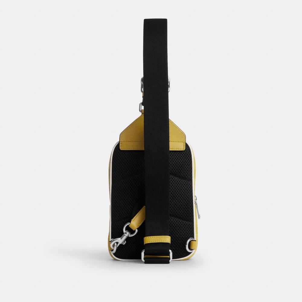 Coach Racer Sling Pack In Signature Canvas Silver Light Citron