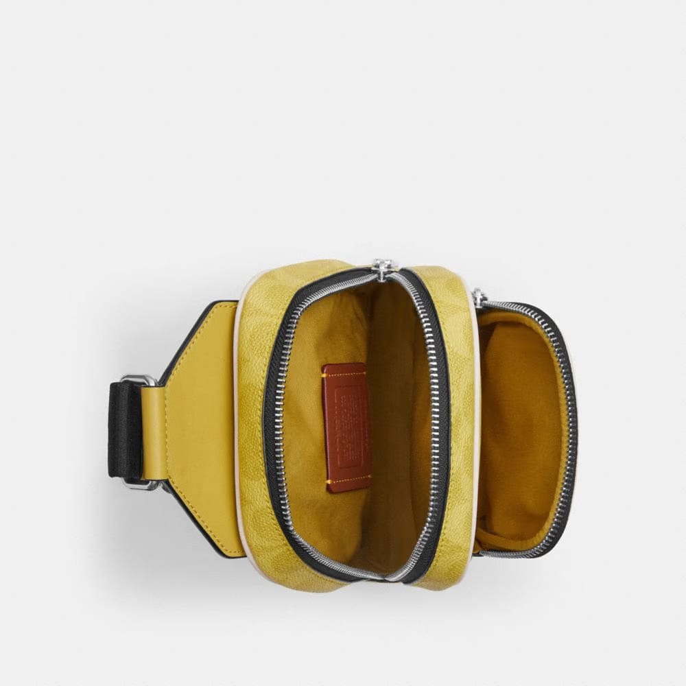 Coach Racer Sling Pack In Signature Canvas Silver Light Citron