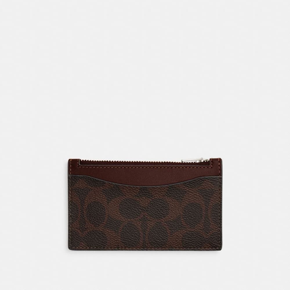 Coach Zip Card Case In Signature Canvas Maple