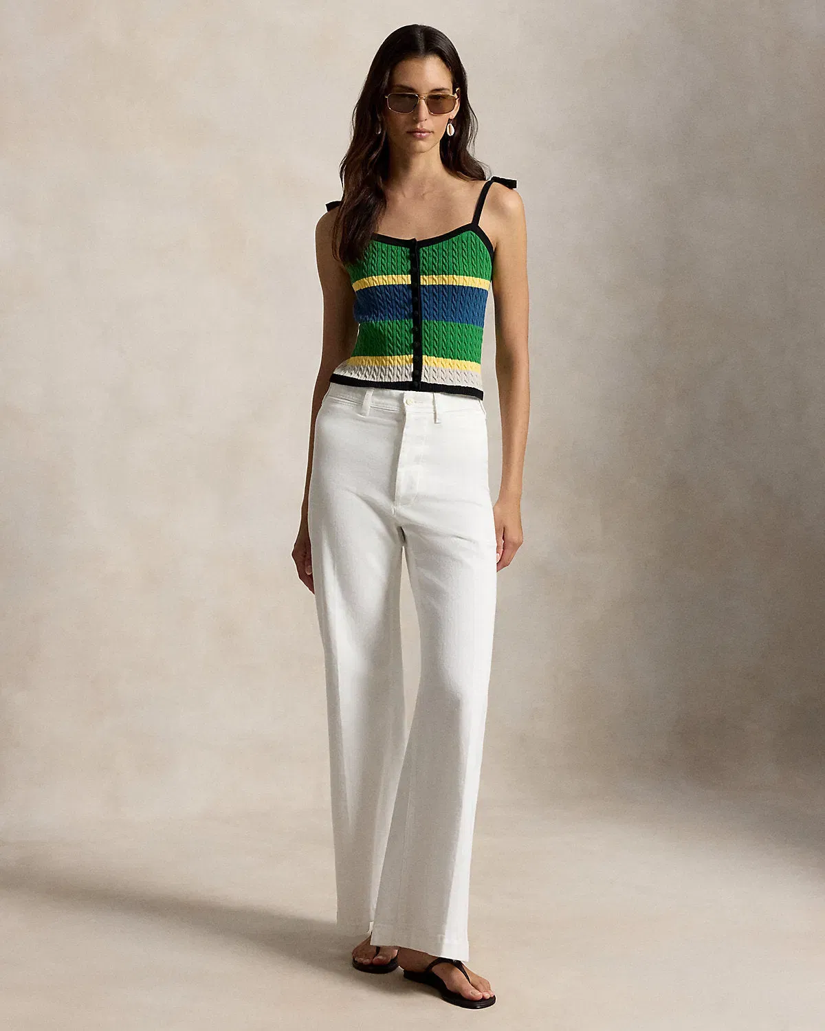 Ralph Lauren ColorBlocked CableKnit Tank Top