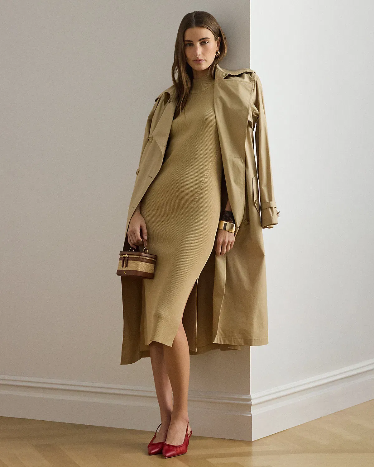 Ralph Lauren Ribbed Sleeveless Mockneck Sweater Dress