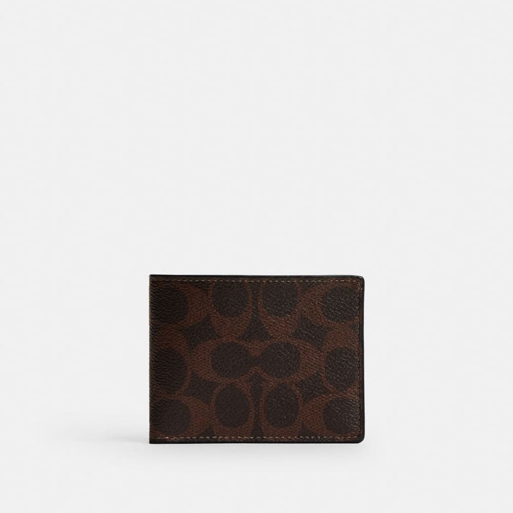 Coach Slim Billfold Wallet In Signature Canvas Maple
