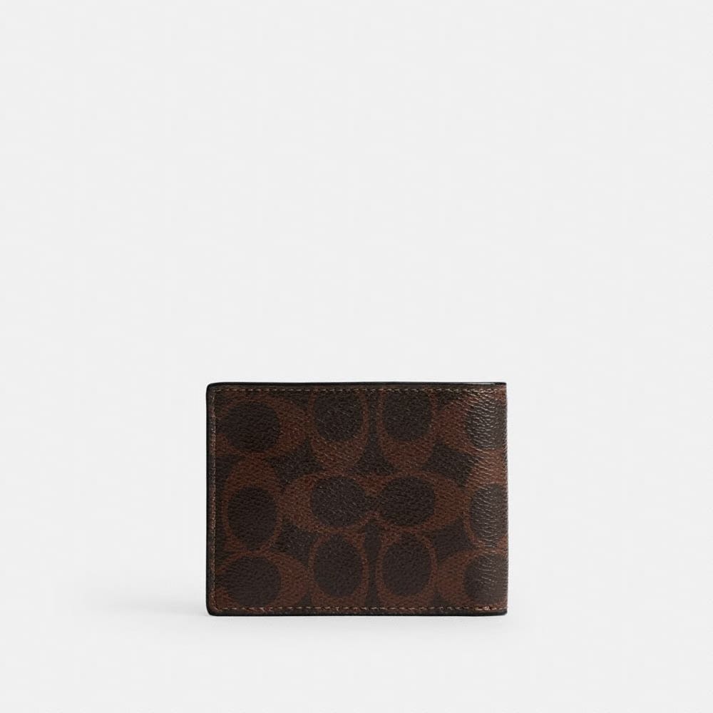 Coach Slim Billfold Wallet In Signature Canvas Maple