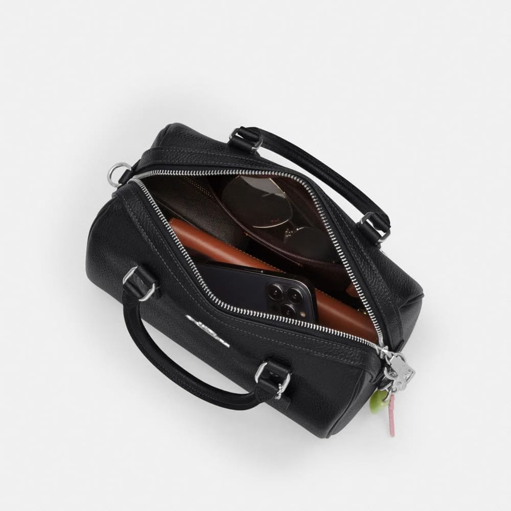 Coach Rowan Satchel Bag Silver Black