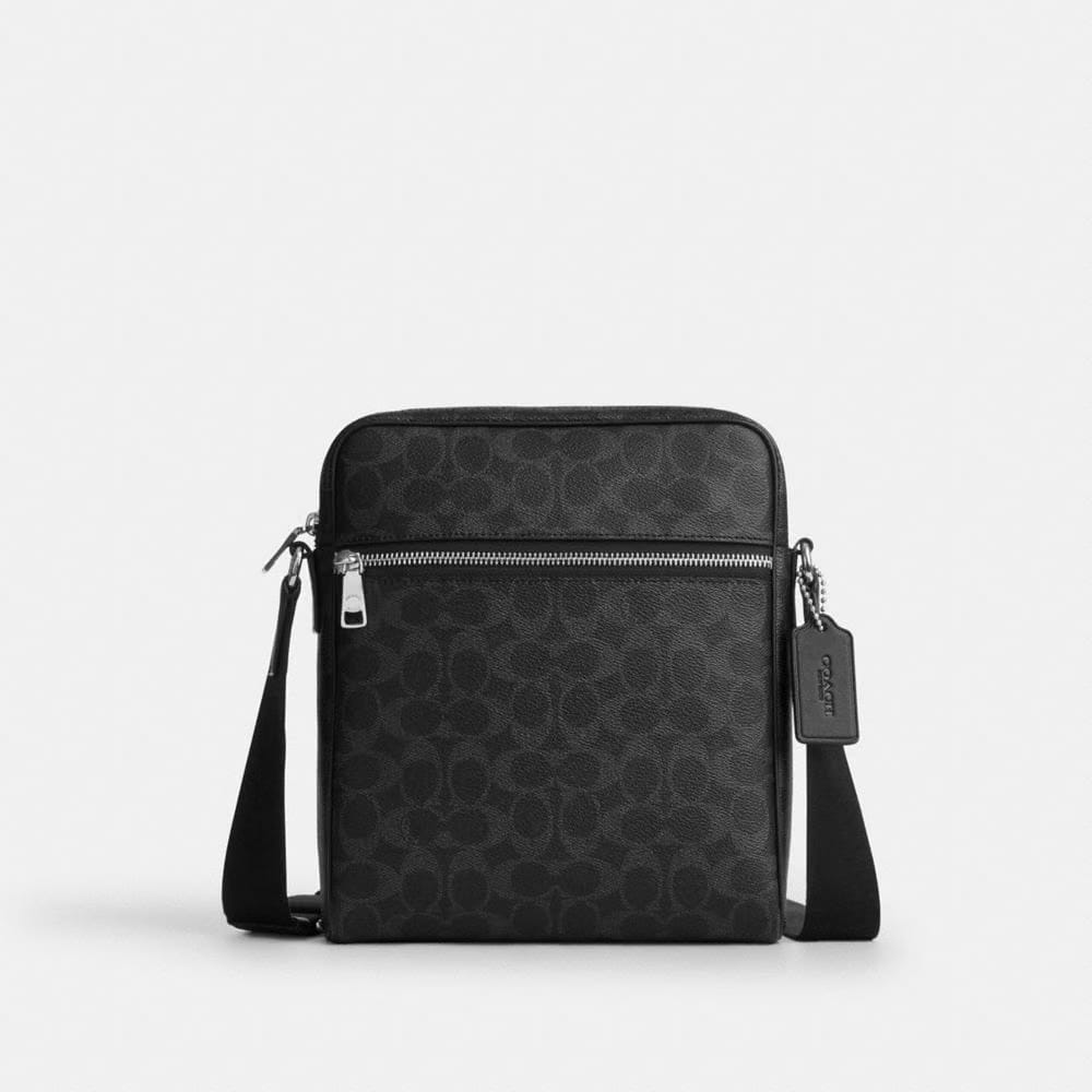 Coach Tristan Crossbody Bag 22 In Signature Canvas Silver Black Signature