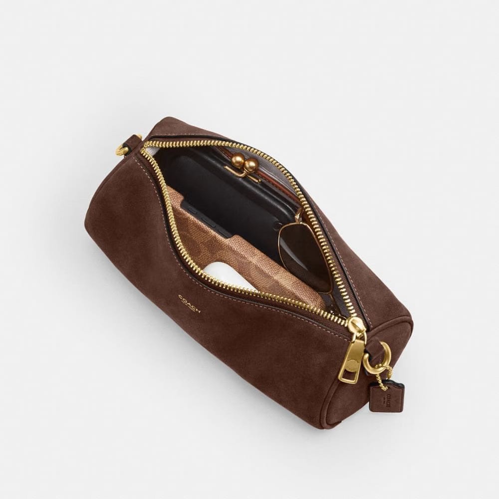 Coach Barrel Bag Brass Dark Chocolate