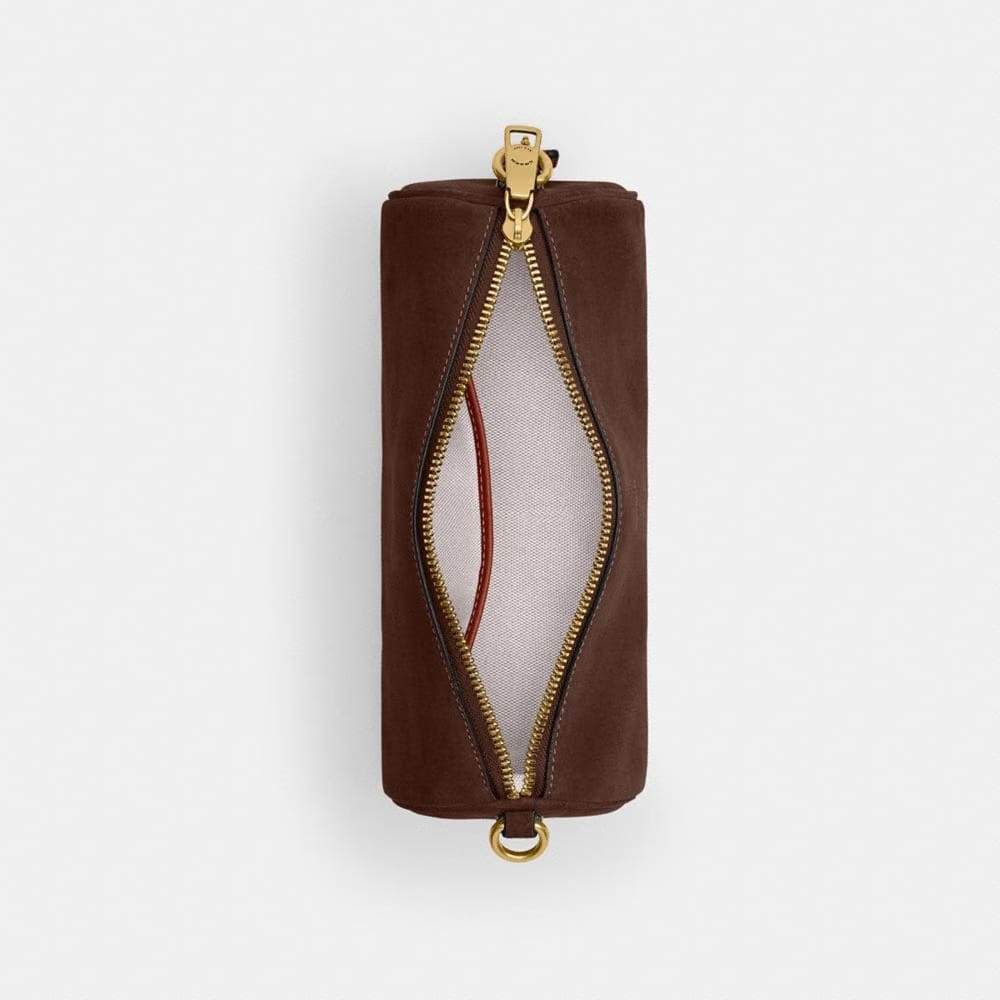 Coach Barrel Bag Brass Dark Chocolate