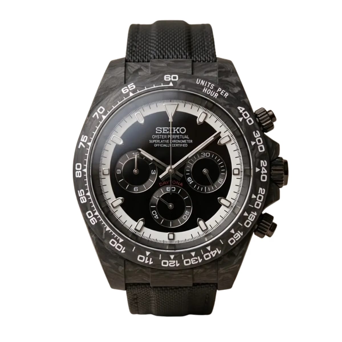 SEIKO  Mod Daytona "Forged Carbon" Chronograph – Forged Carbon Case & Exotic Dial