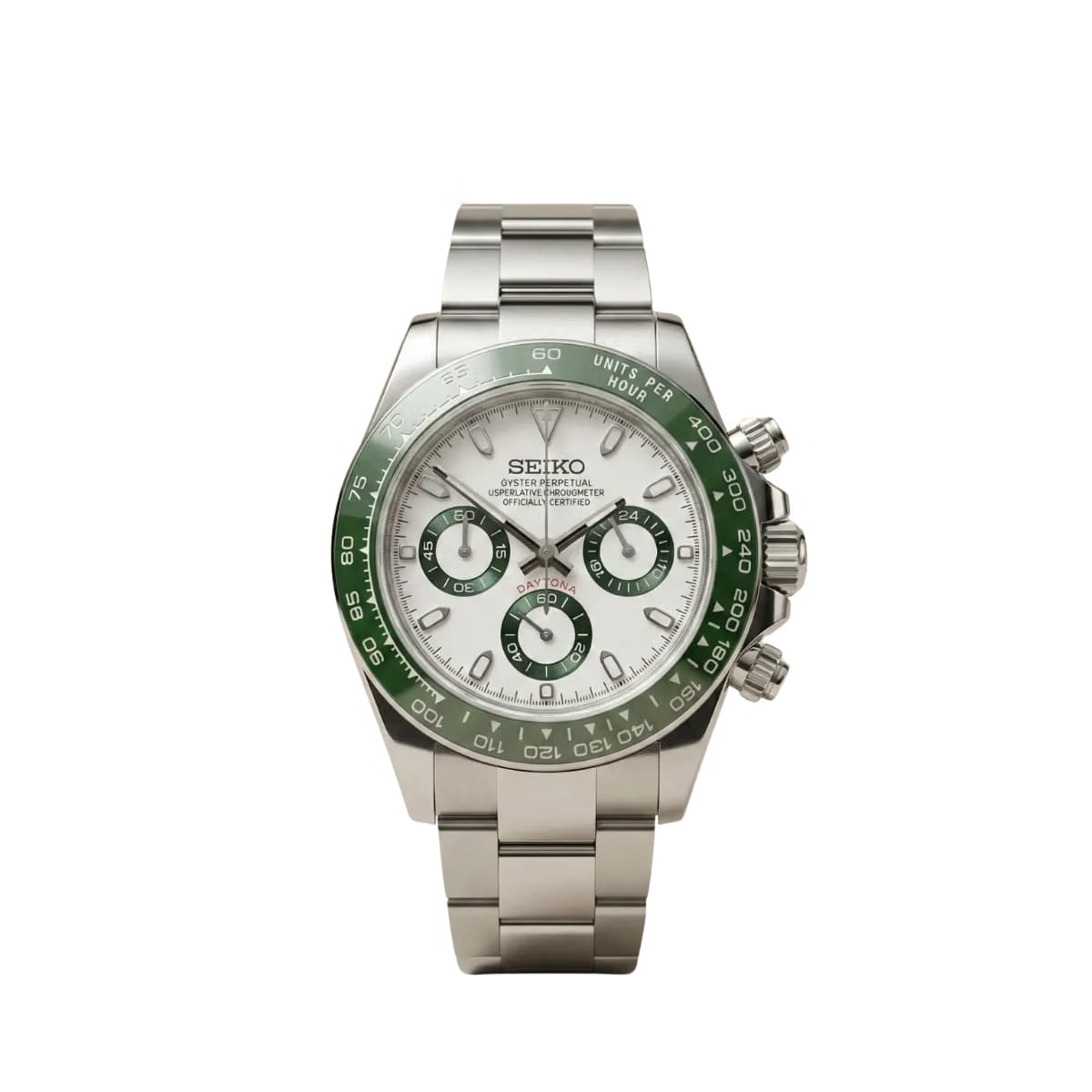 SEIKO Mod Daytona "Green Panda" – White Dial & Green Ceramic Bezel