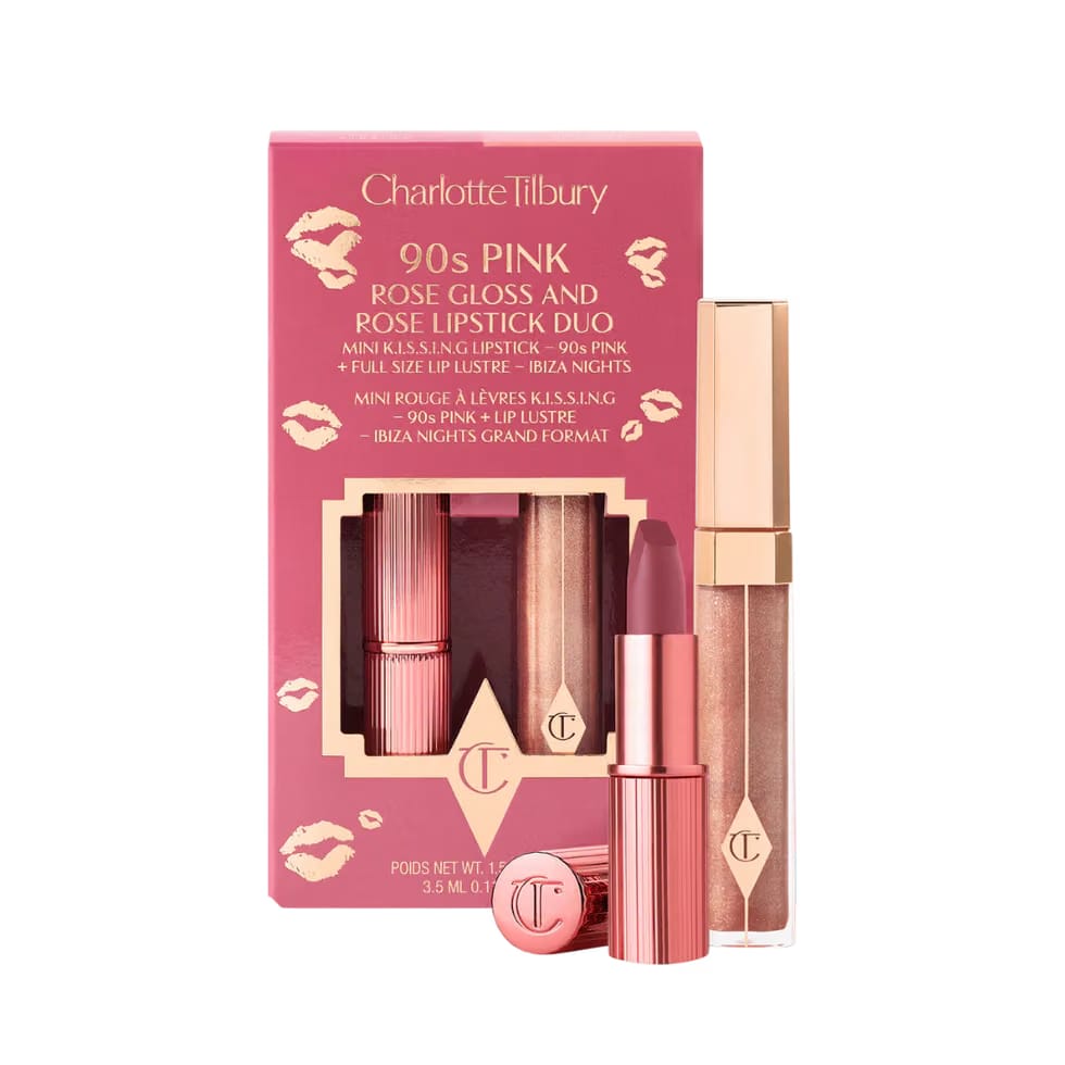 Charlotte Tilbury 90s Pink Rose Gloss and Rose Lipstick Duo Set