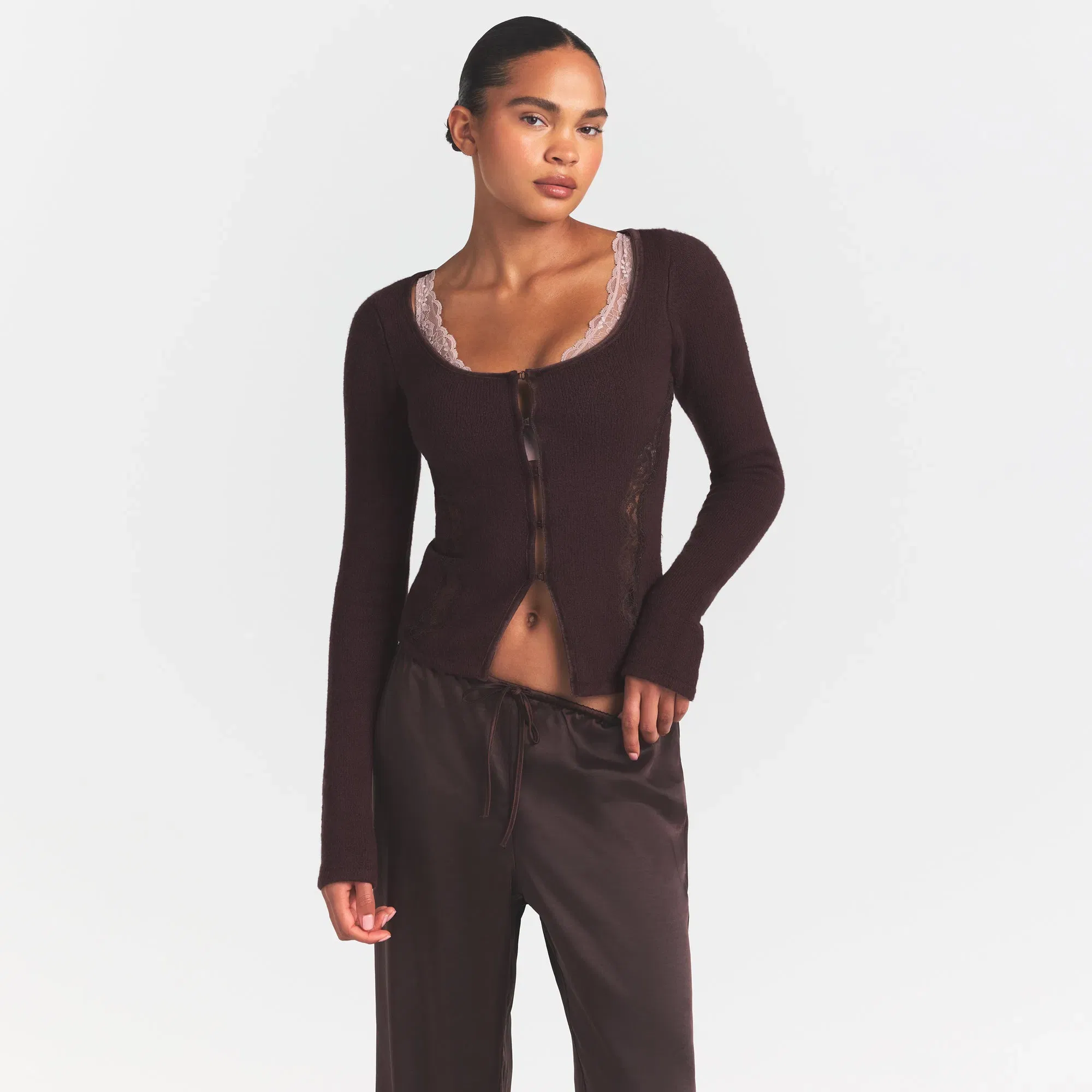 Lace Knit Long Sleeve Cardigan