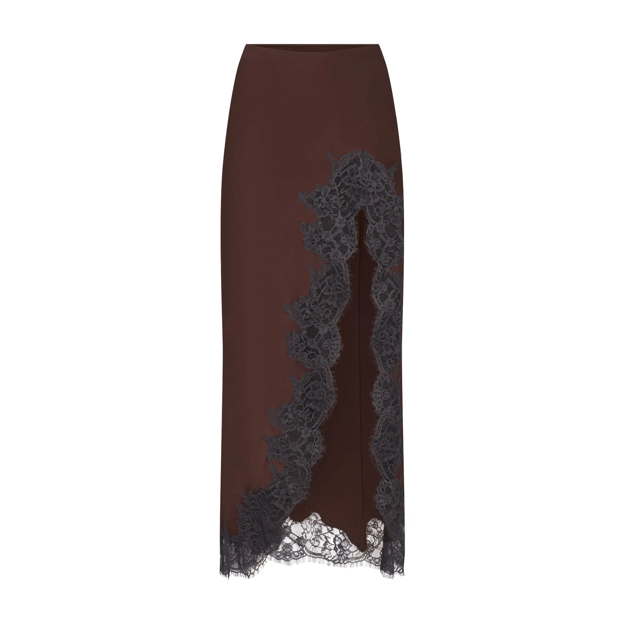 Silk Lace Slip Midi Skirt