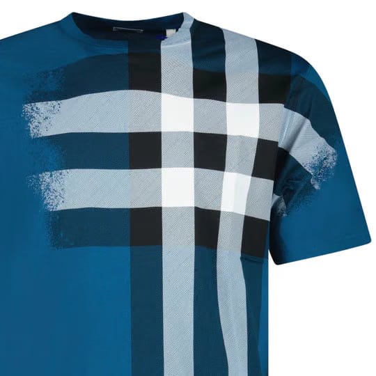 Burberry Ellison Check Print T-Shirt in Pacific Blue