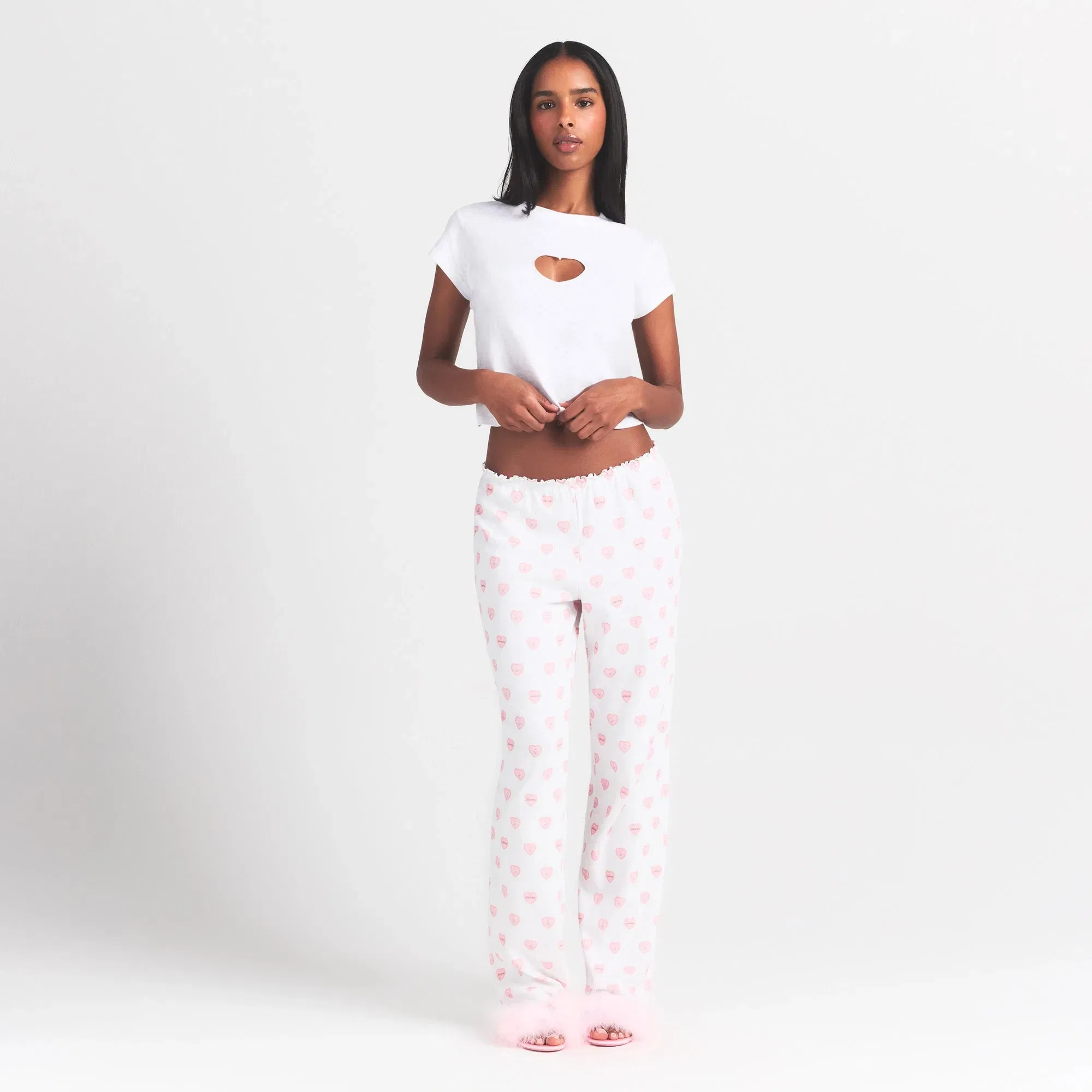 Logo Pointelle Straight Leg Pant