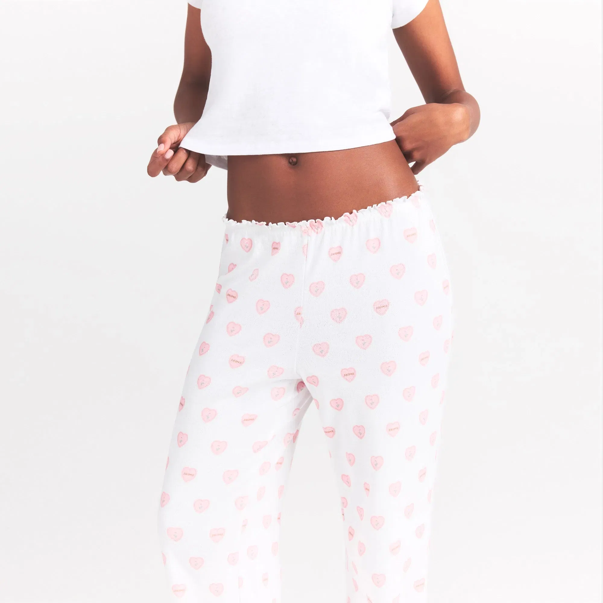 Logo Pointelle Straight Leg Pant