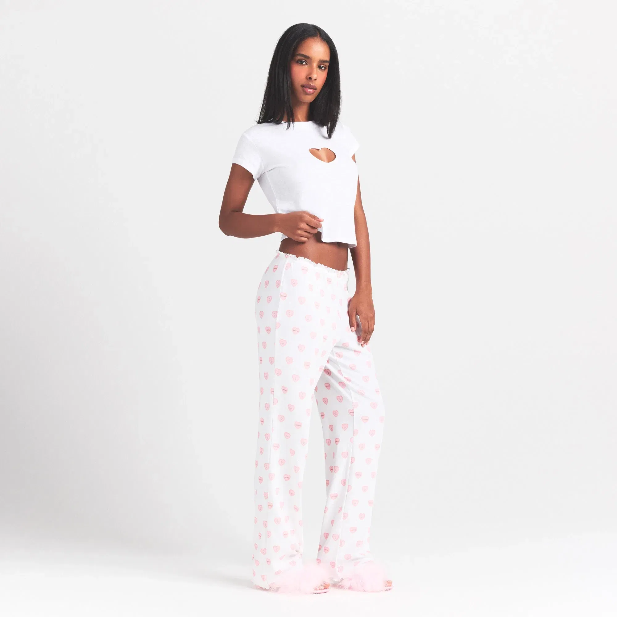 Logo Pointelle Straight Leg Pant