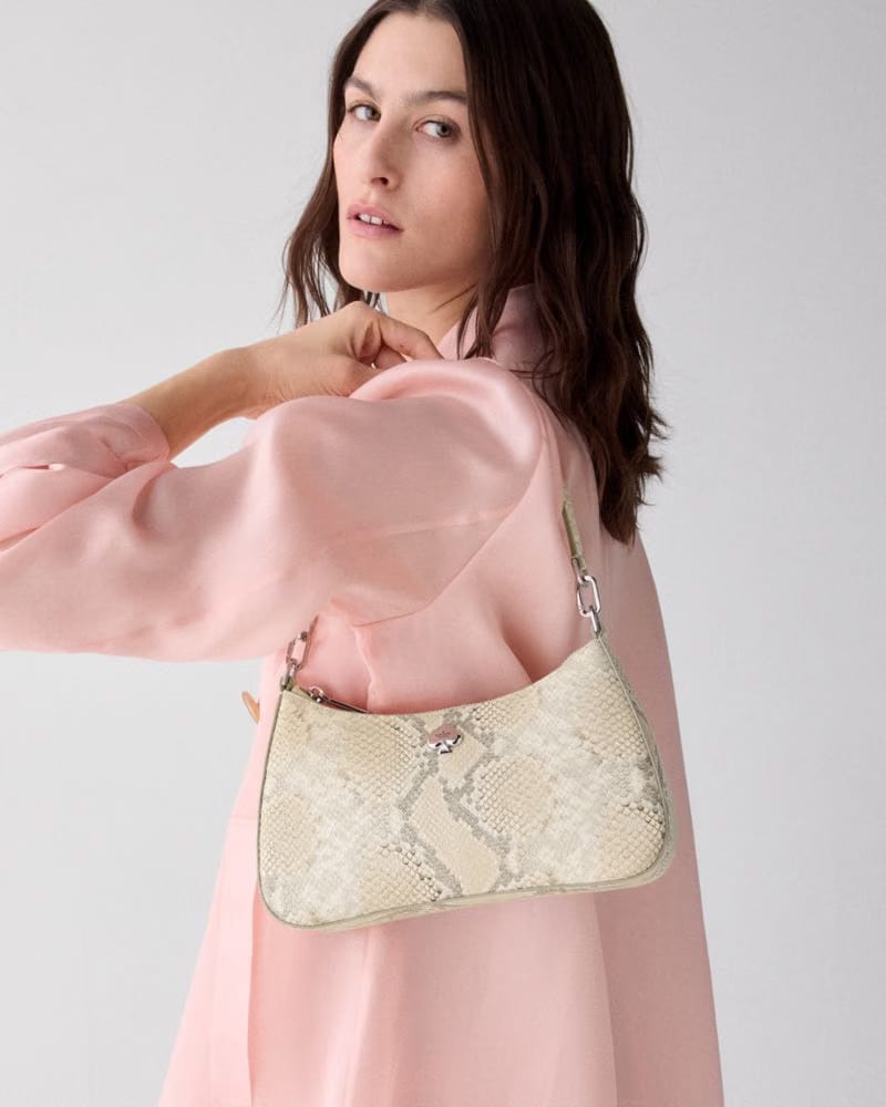Kayla Snake Embossed Shoulder Bag