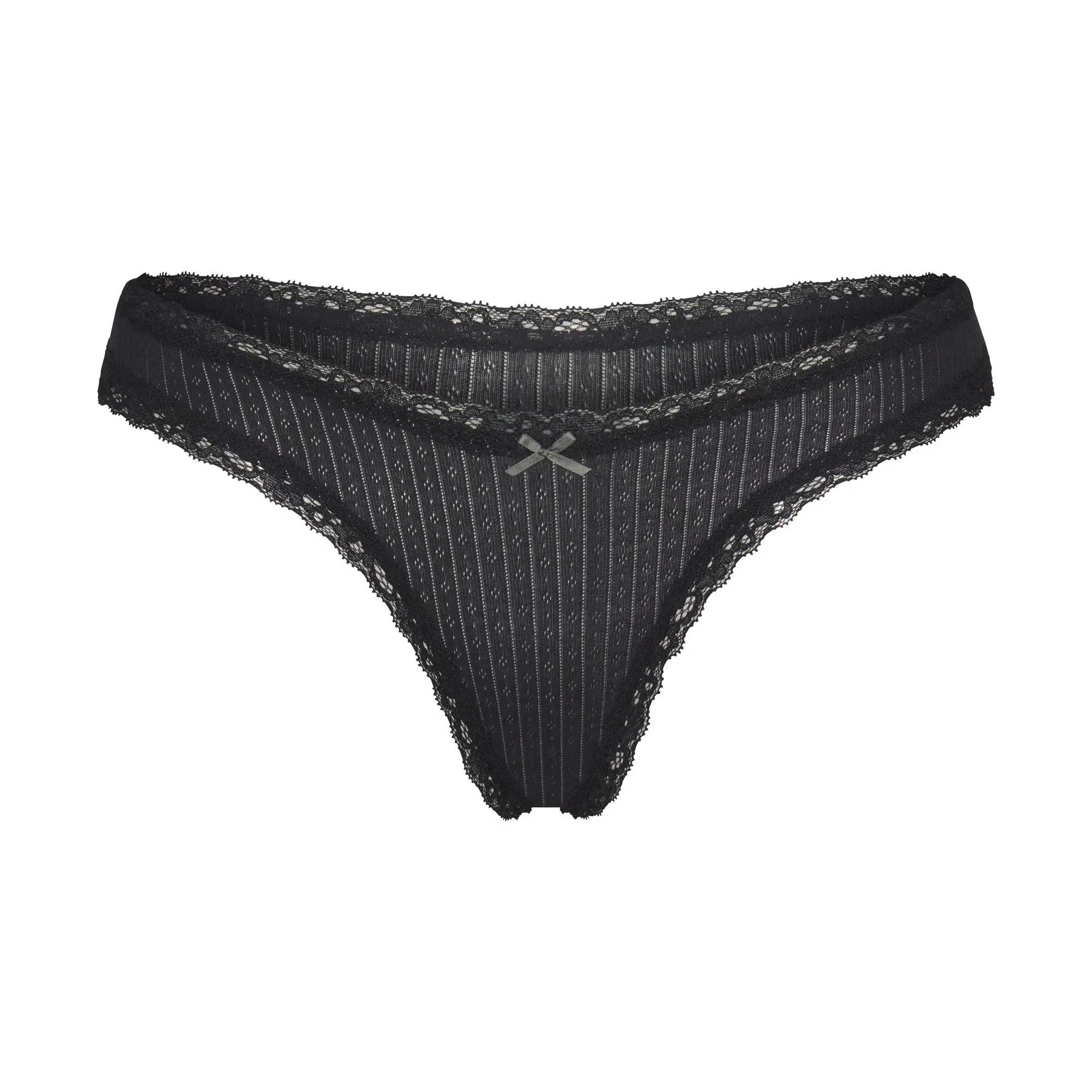 Lightweight Cotton Pointelle Lace Thong