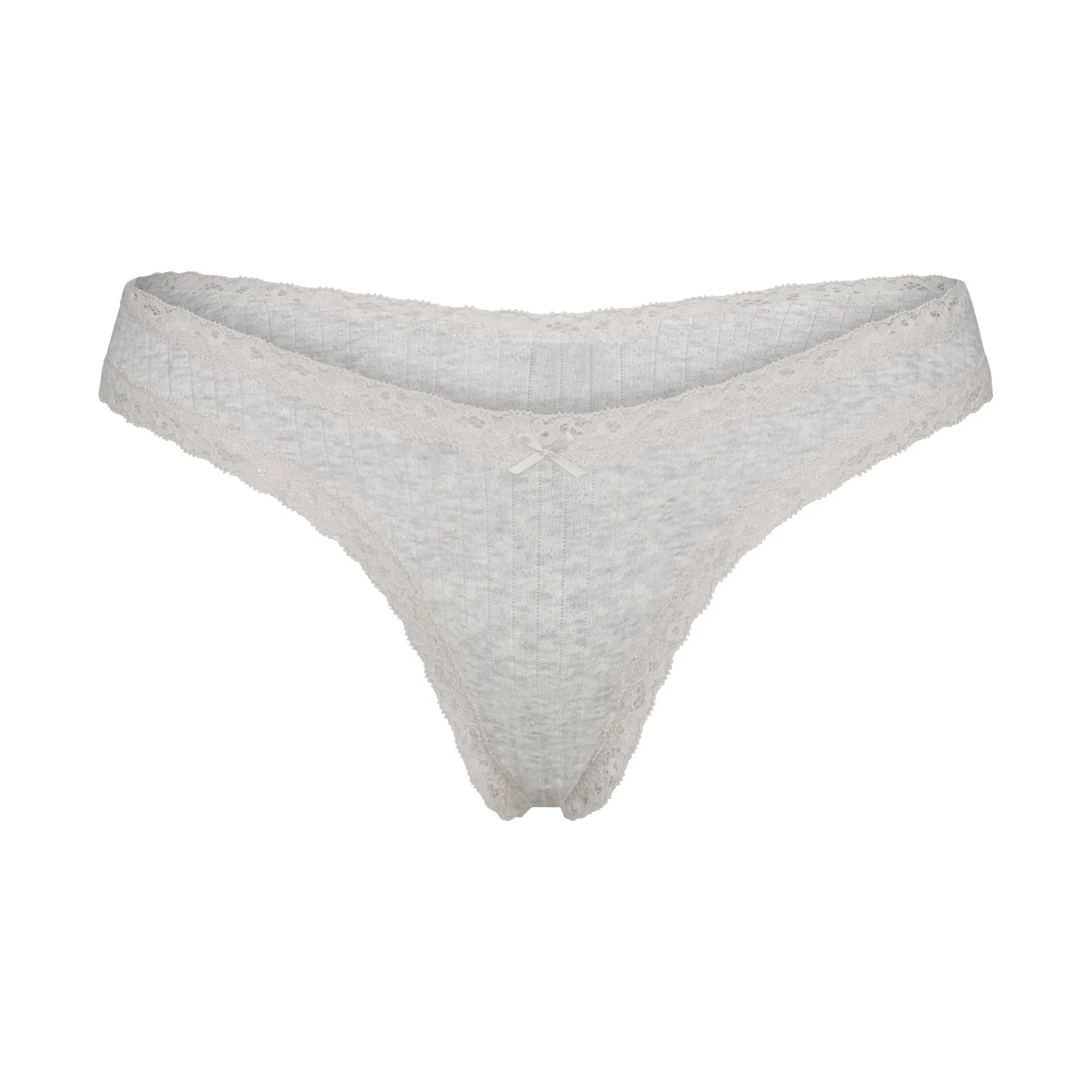 Lightweight Cotton Pointelle Lace Thong