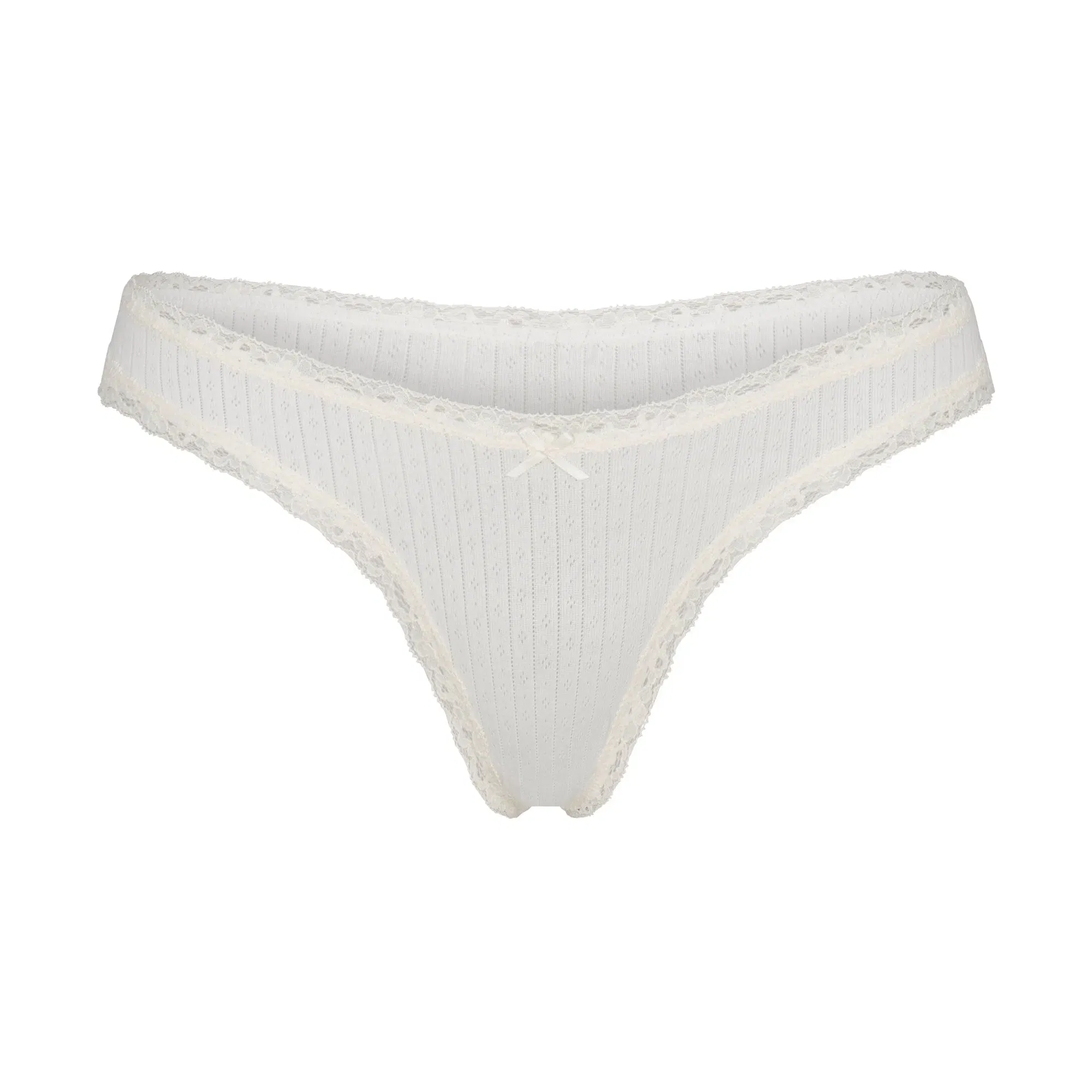 Lightweight Cotton Pointelle Lace Thong