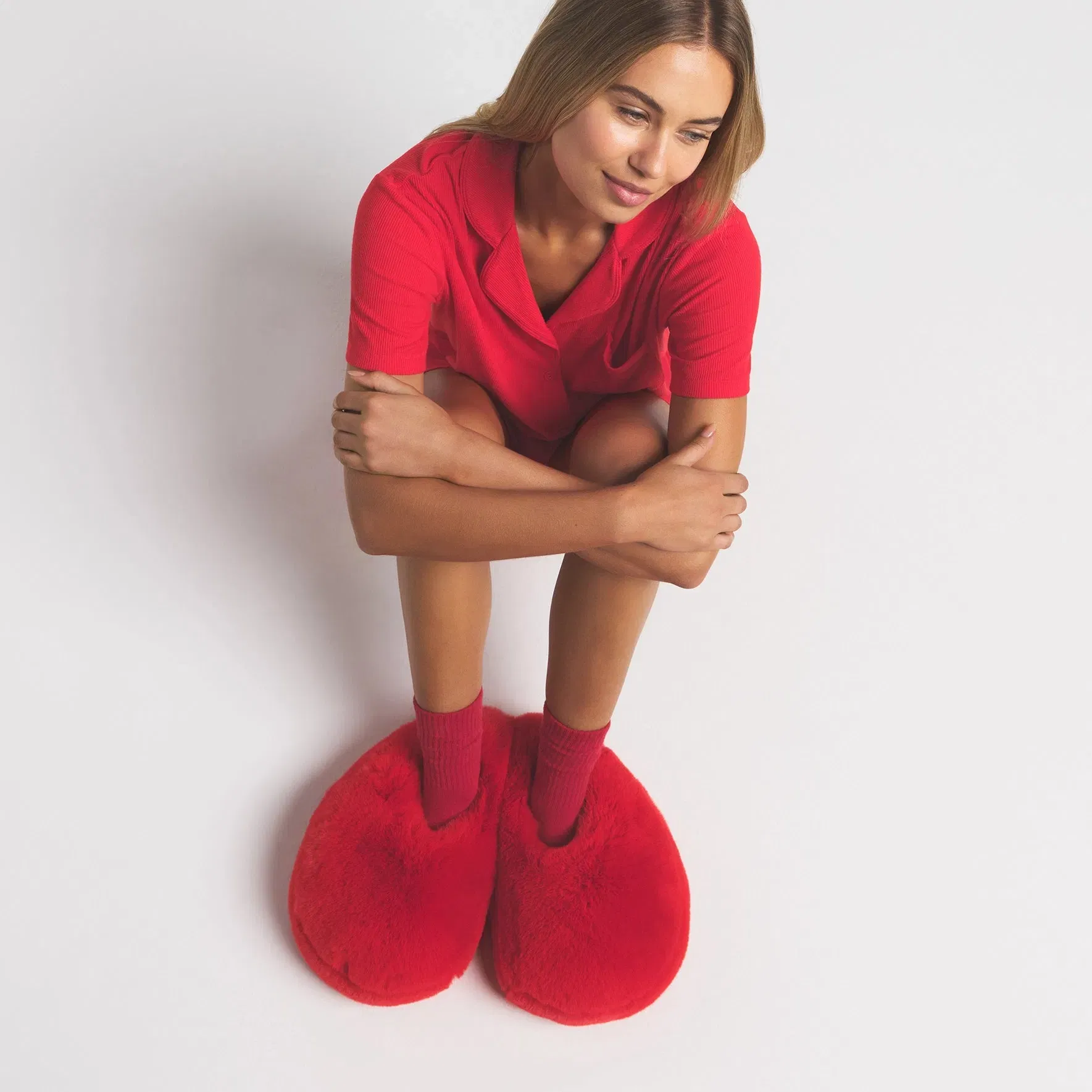 Faux Fur Heart Slipper