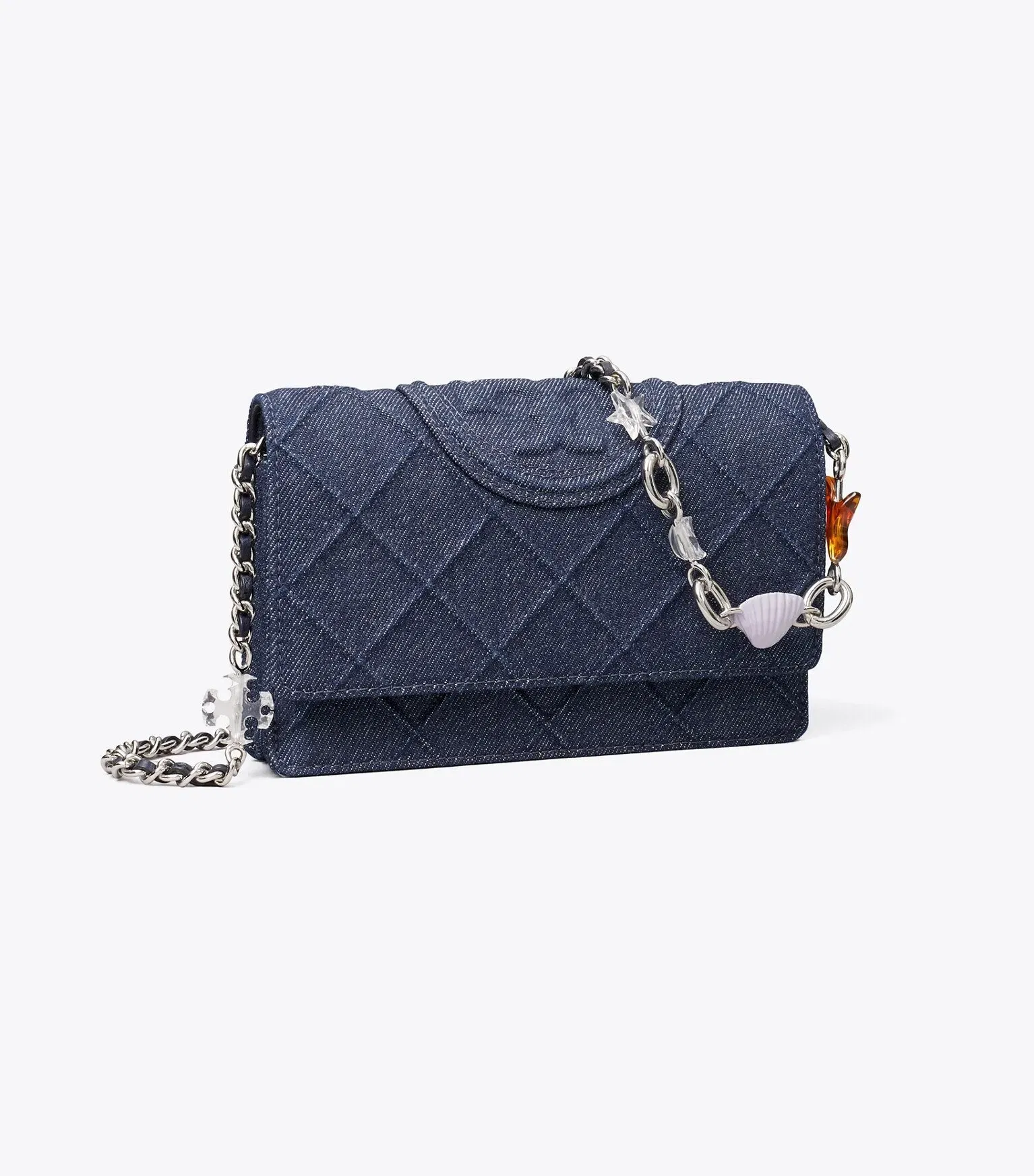 Fleming Denim Charm Chain Crossbody