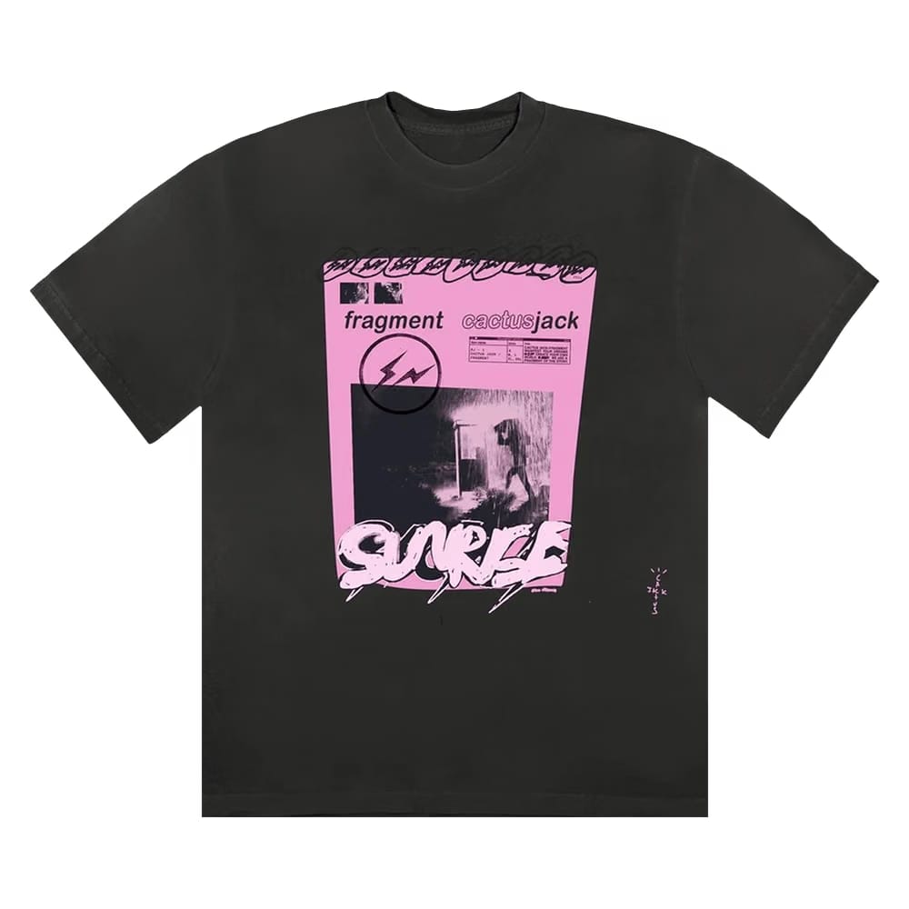 Cactus Jack by Travis Scott For Fragment Pink Sunrise T-Shirt Black