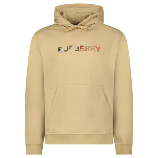 Burberry Logo Embroidered Hoodie Beige