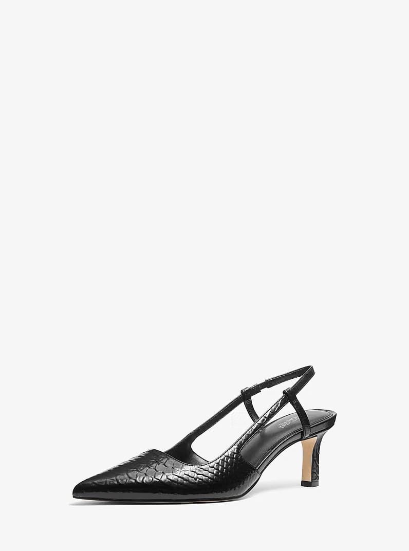 Alora Snake Embossed Leather Slingback Pump