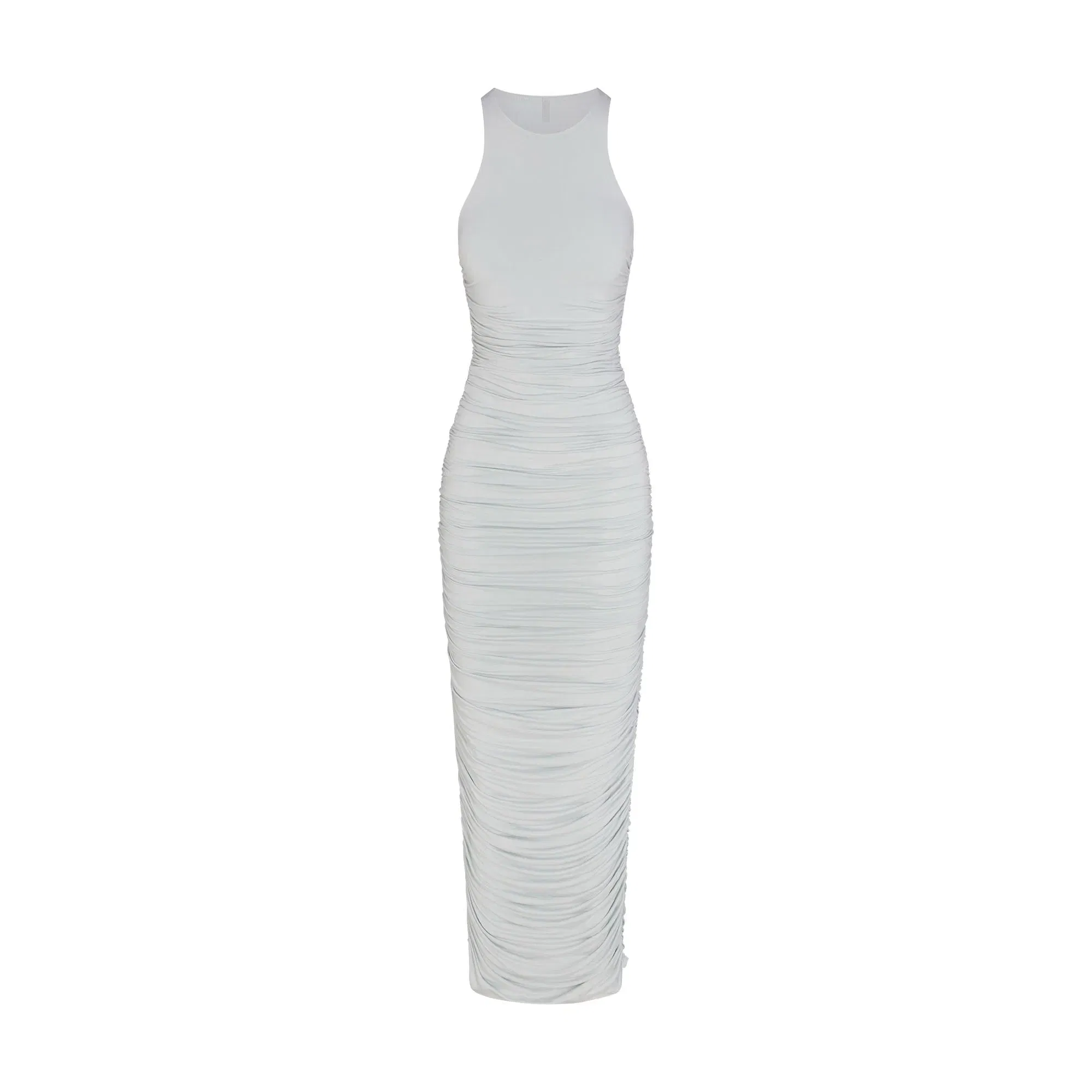Cupro Jersey Ruched Long Dress