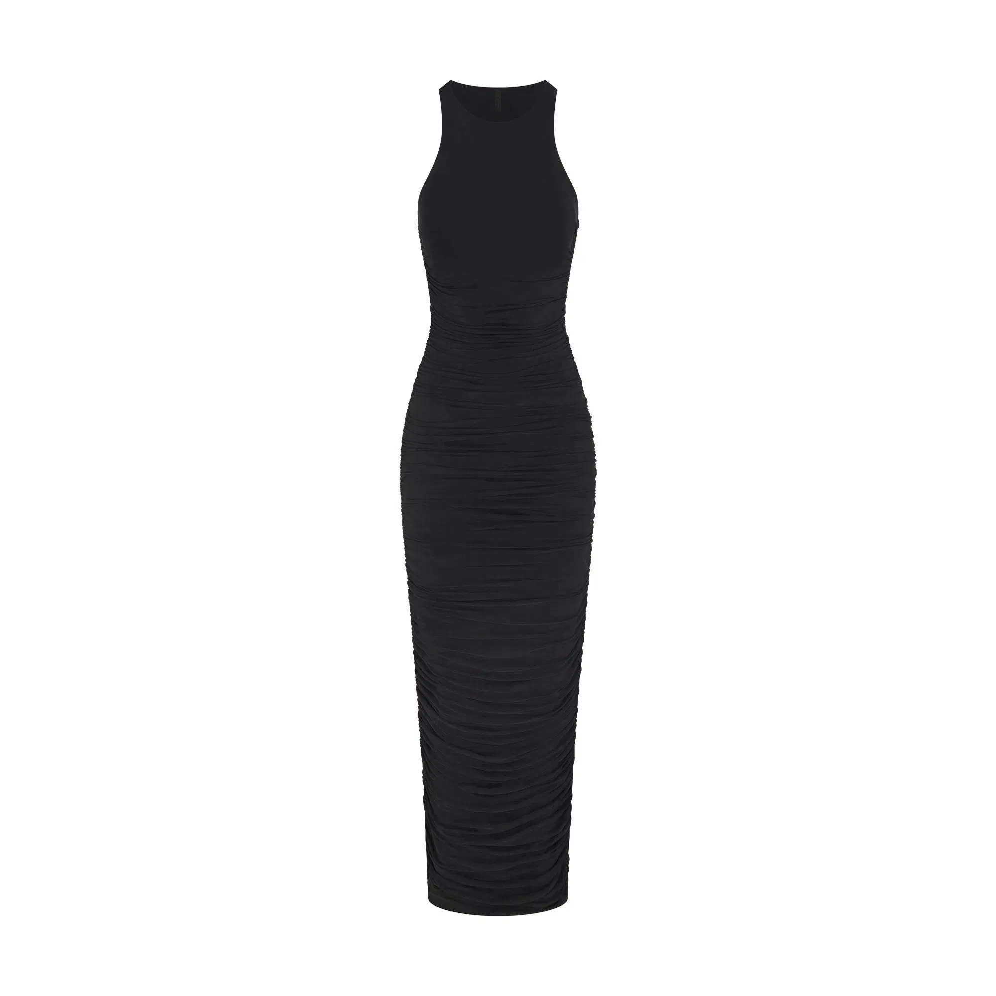 Cupro Jersey Ruched Long Dress