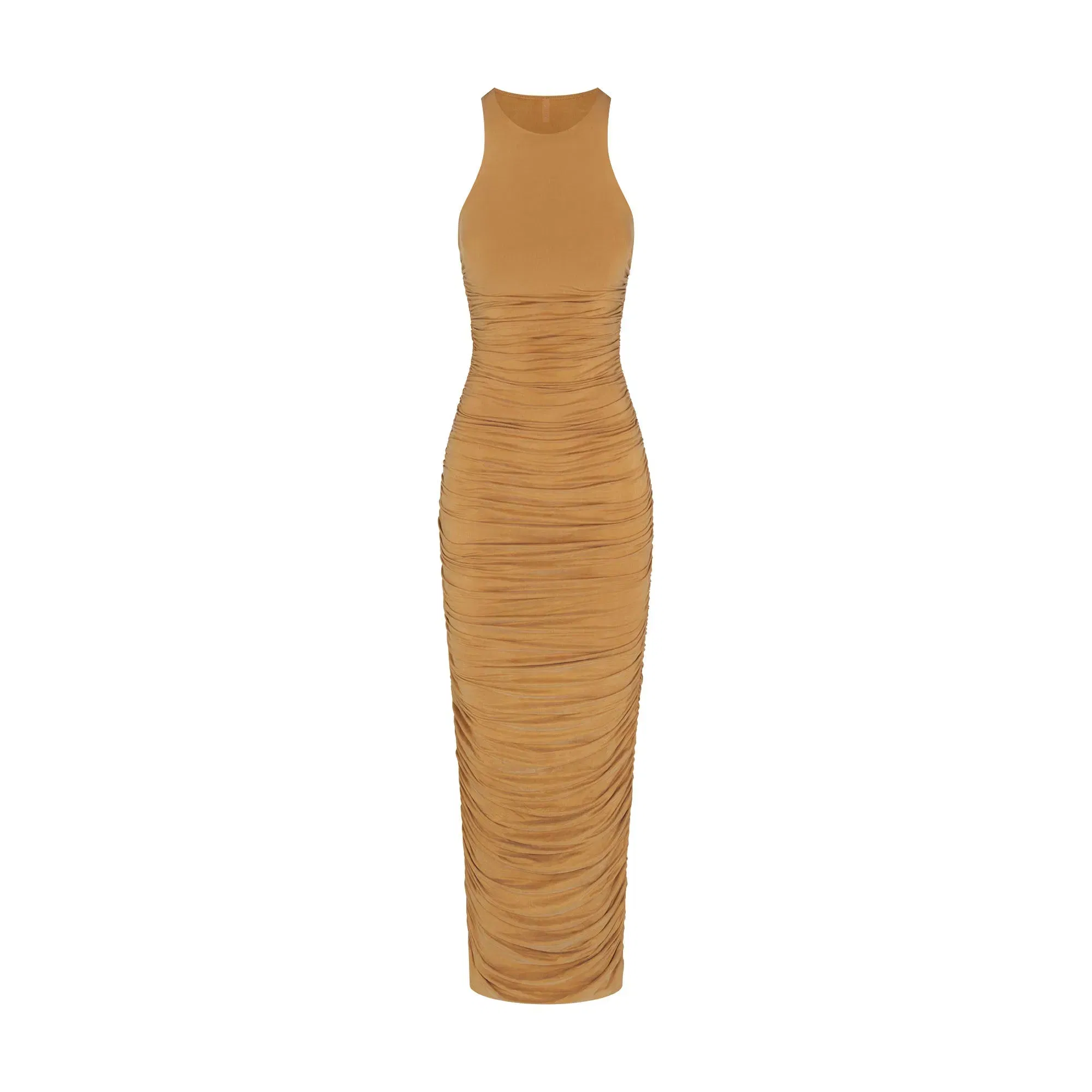 Cupro Jersey Ruched Long Dress