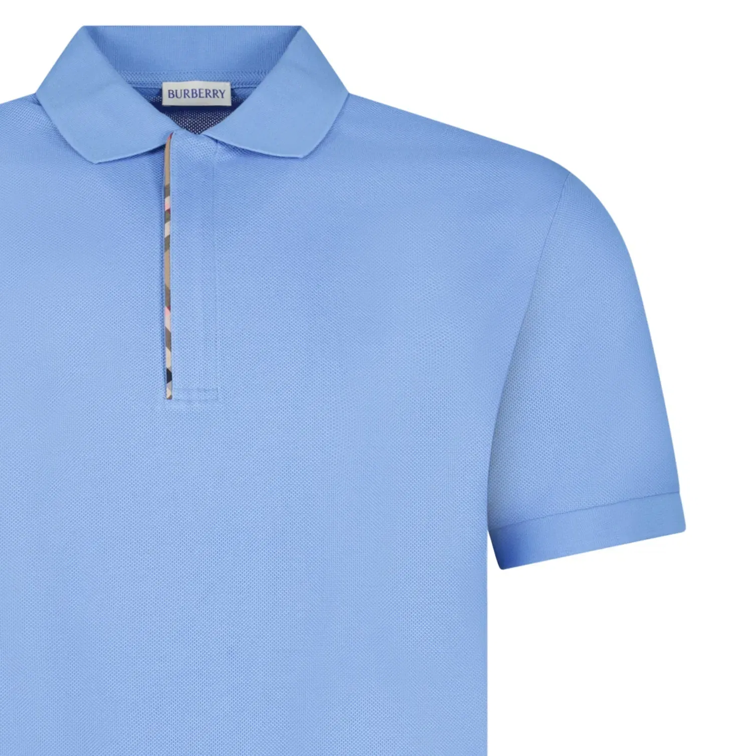 Burberry ‘Hartford’ Zip Check Polo Blue