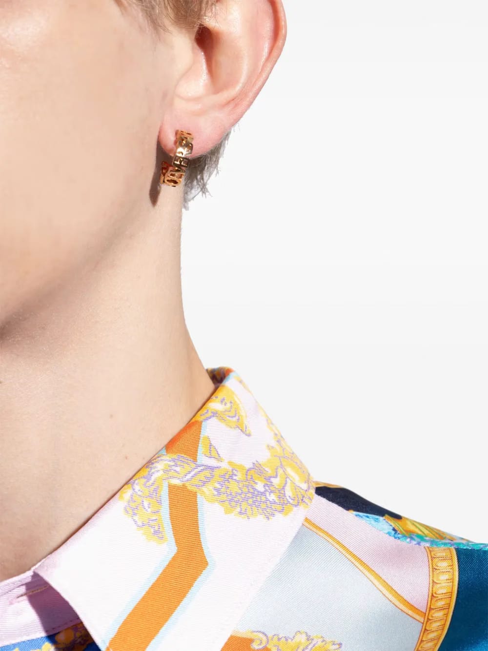 logo-lettering hoop earrings