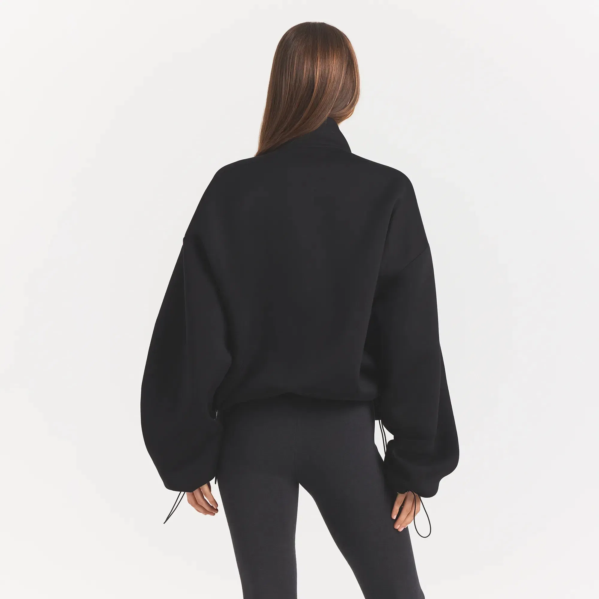 Neoprene Outerwear Oversized Mock Neck Jacket