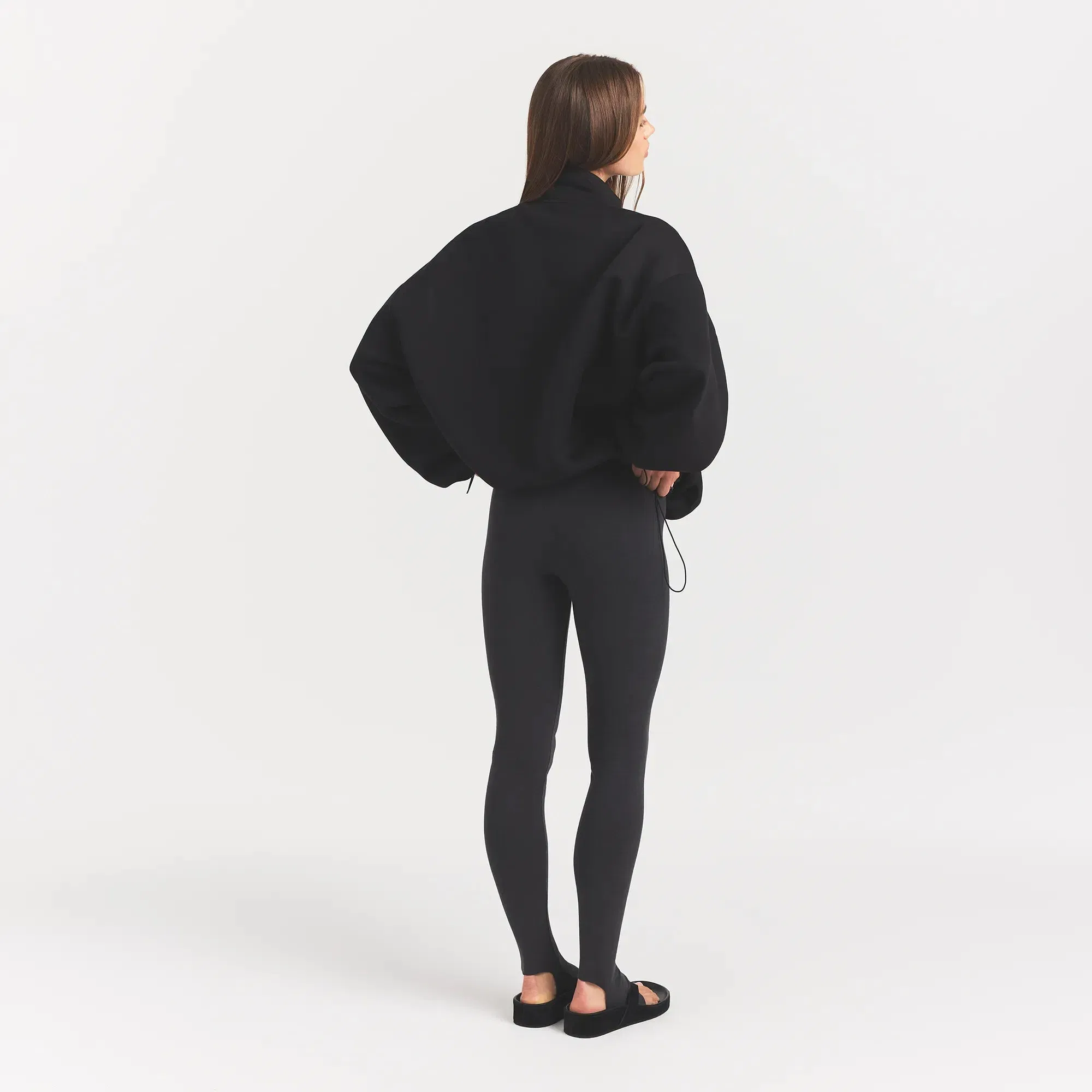 Neoprene Outerwear Oversized Mock Neck Jacket