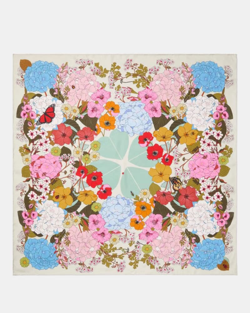 Spade Flower Garden Silk Square Scarf