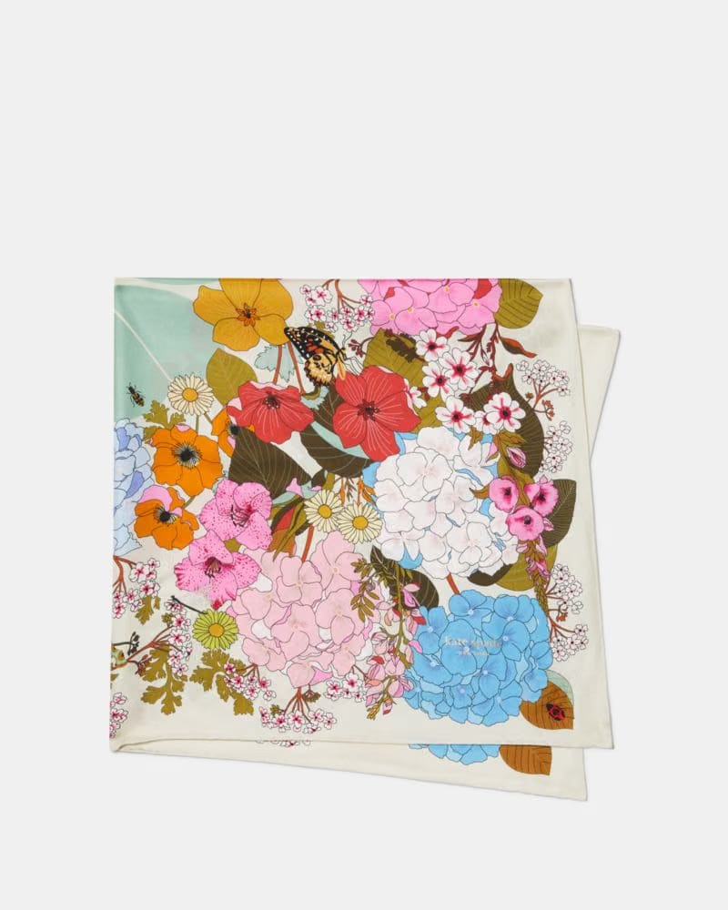 Spade Flower Garden Silk Square Scarf