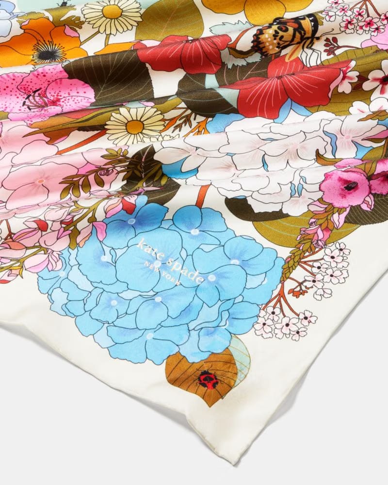 Spade Flower Garden Silk Square Scarf
