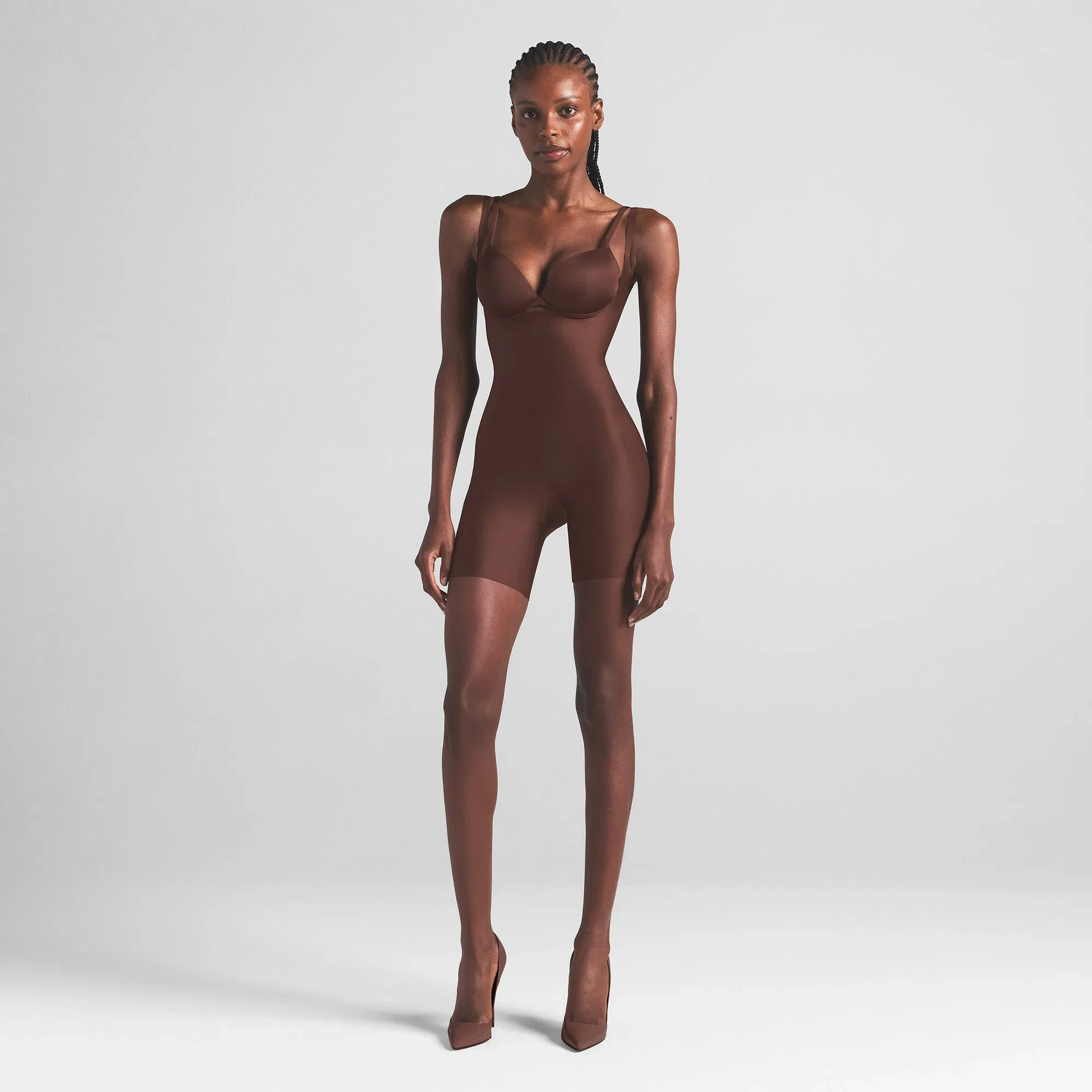 Skims Body Core Sculpt Open Bust Mid Thigh Bodysuit