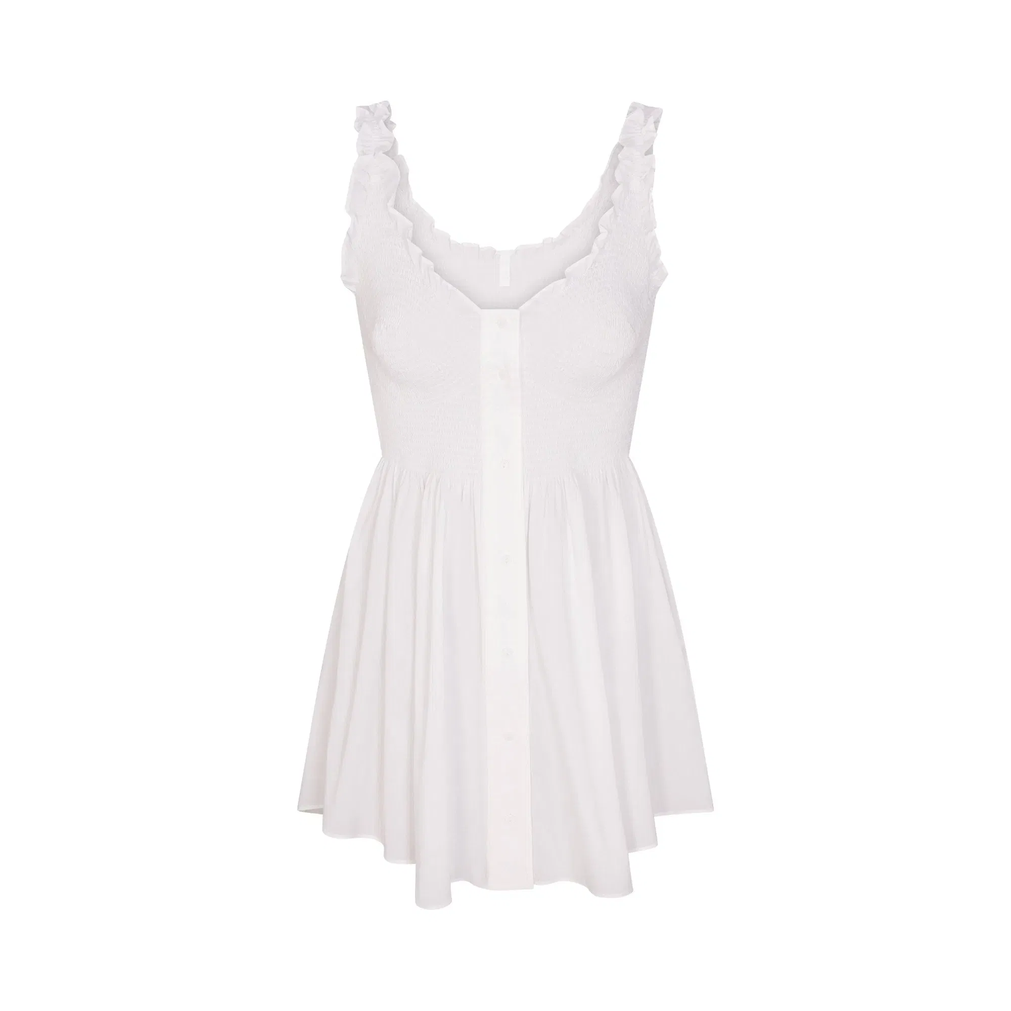 Poplin Apparel Mini Smocked Dress
